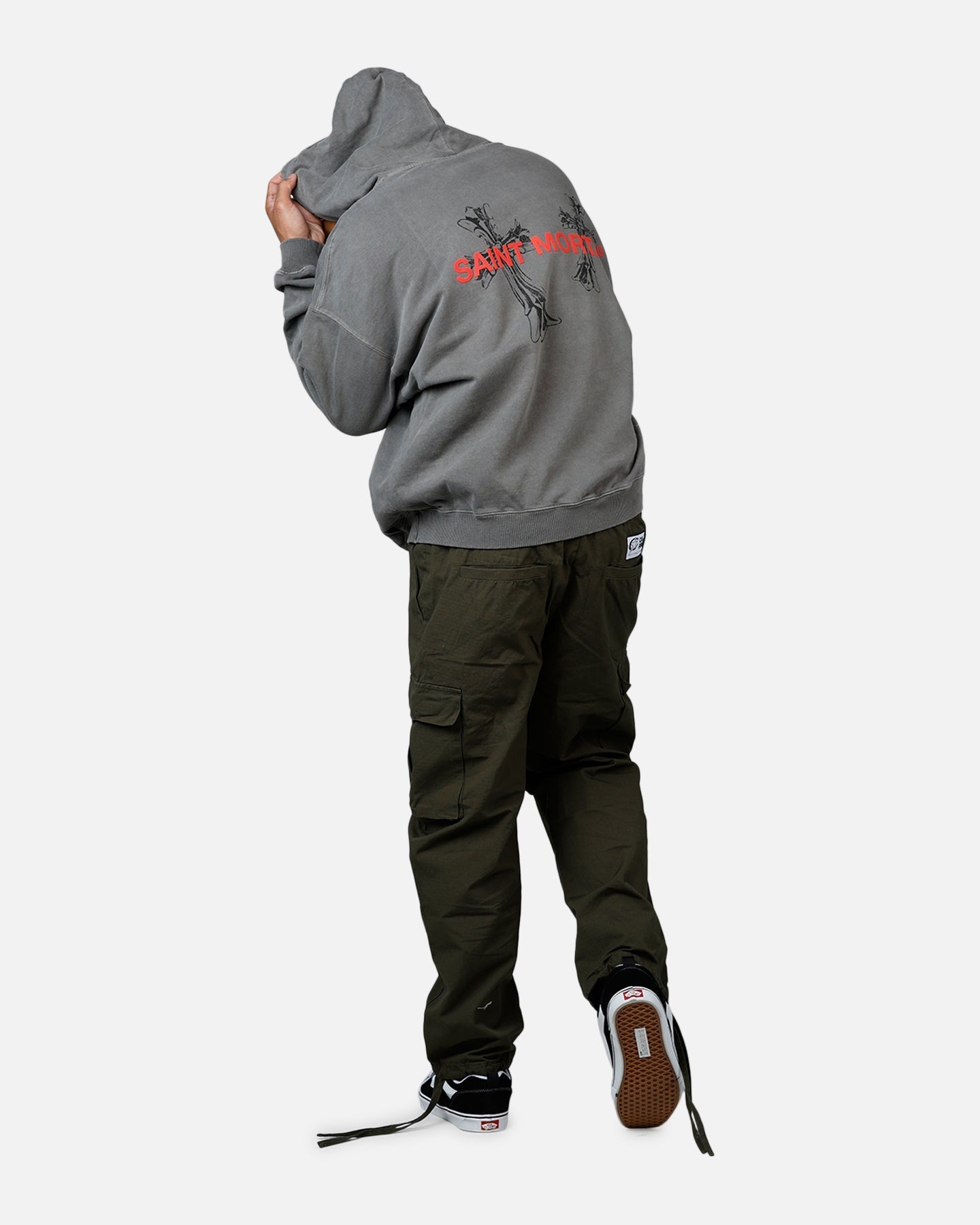 Saint Morta Memoriam Boxy Hoodie Washed Charcoal