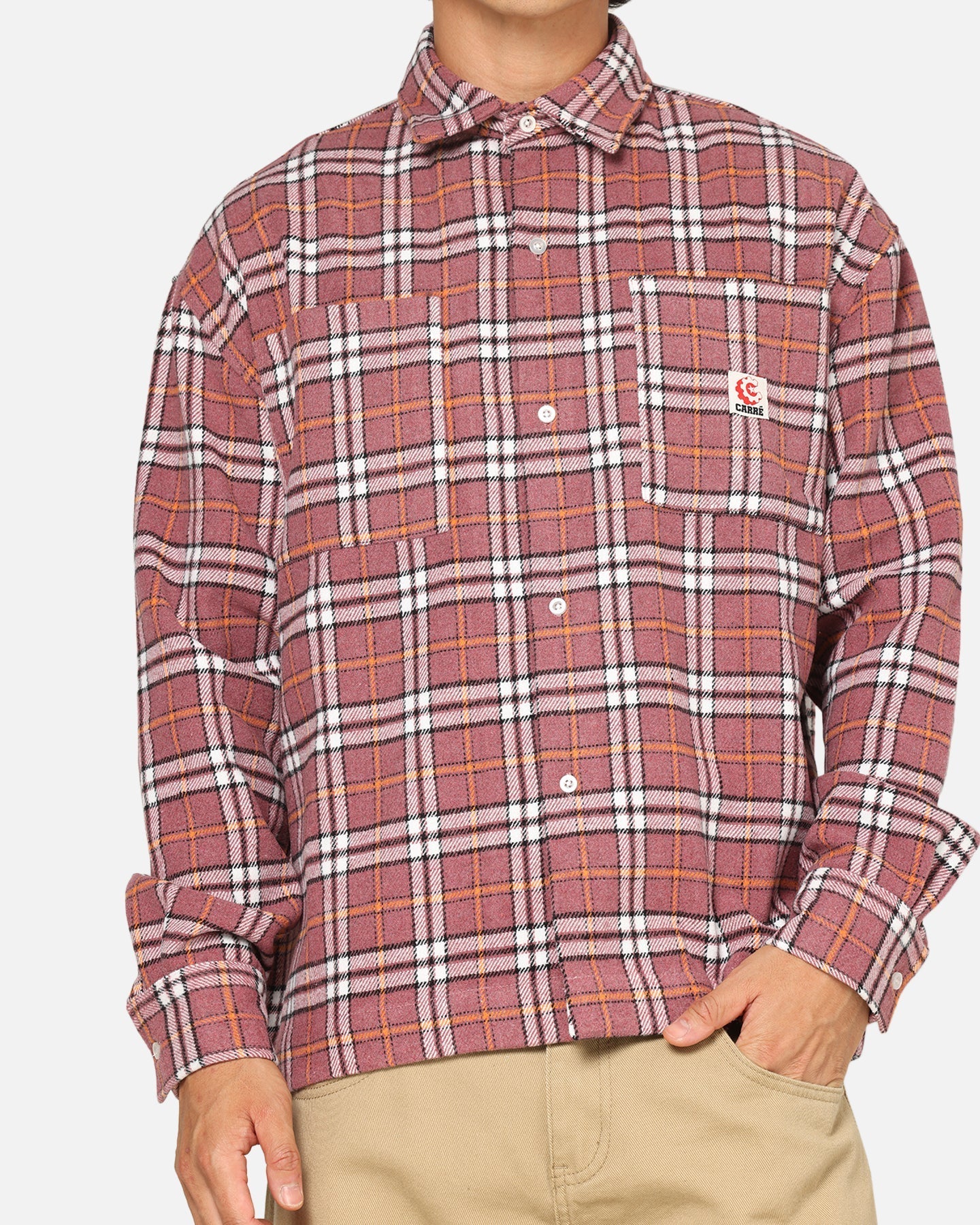 Carre Workwear Long Sleeve Button Up Shirt Pink