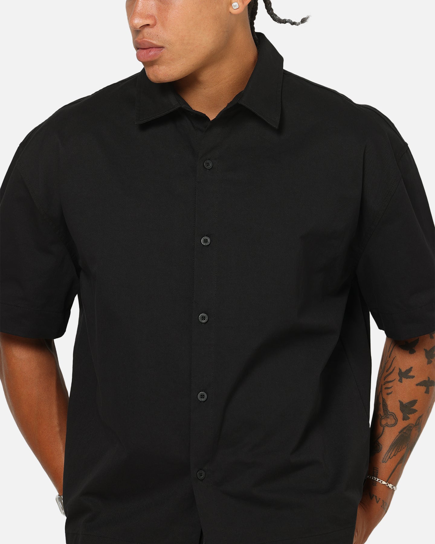 Saint Morta Pearl Script Button Up Shirt Black