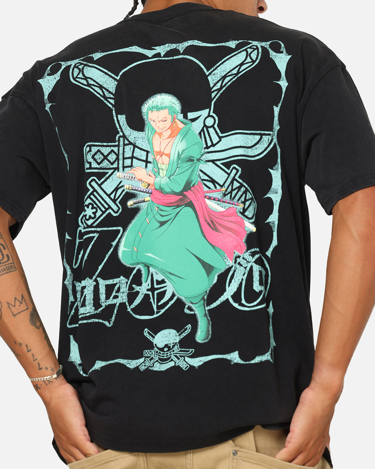 73Studio X One Piece Zoro Vintage T-Shirt Off Black
