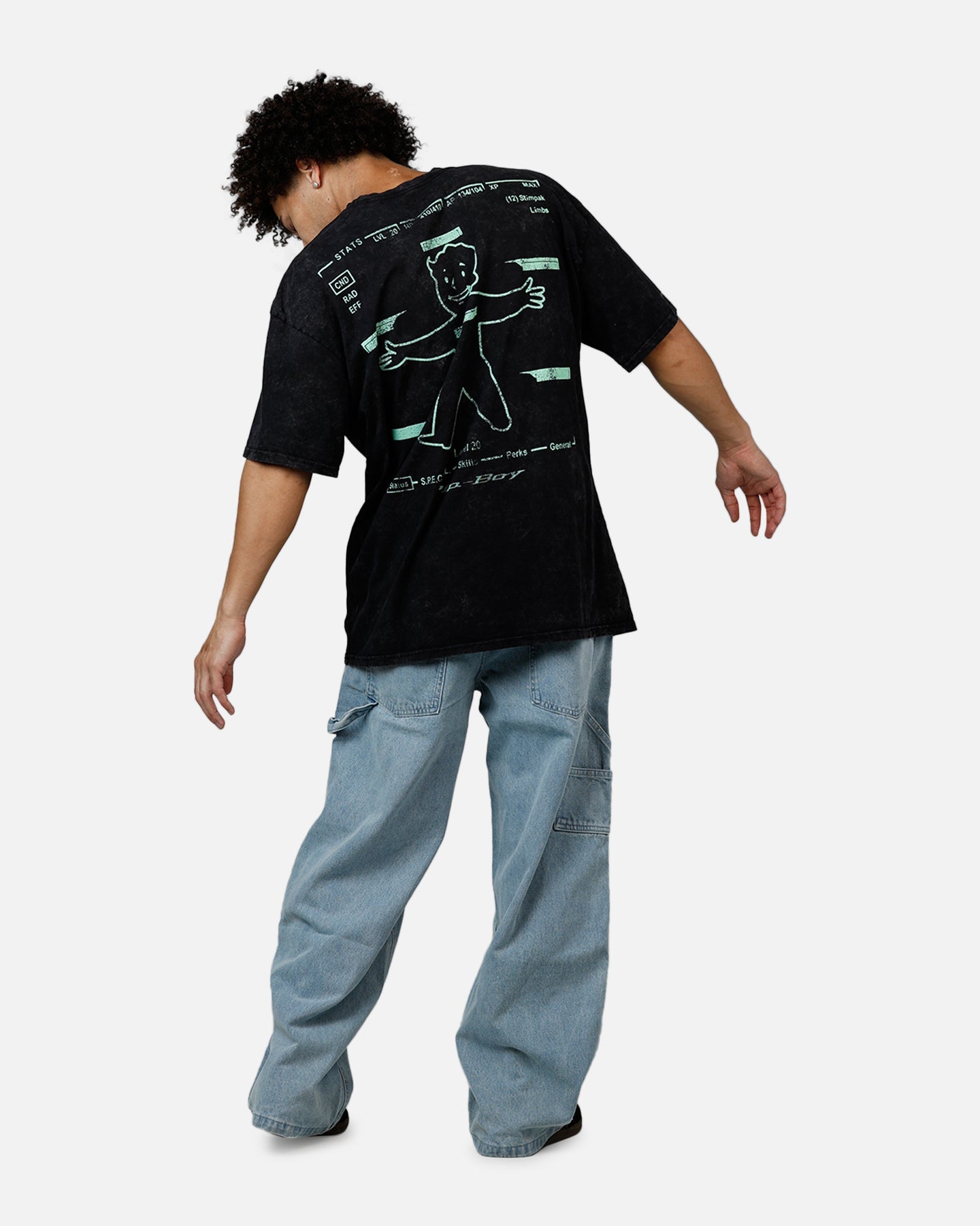 73Studio X Fallout Pipboy T-Shirt Black Acidwash