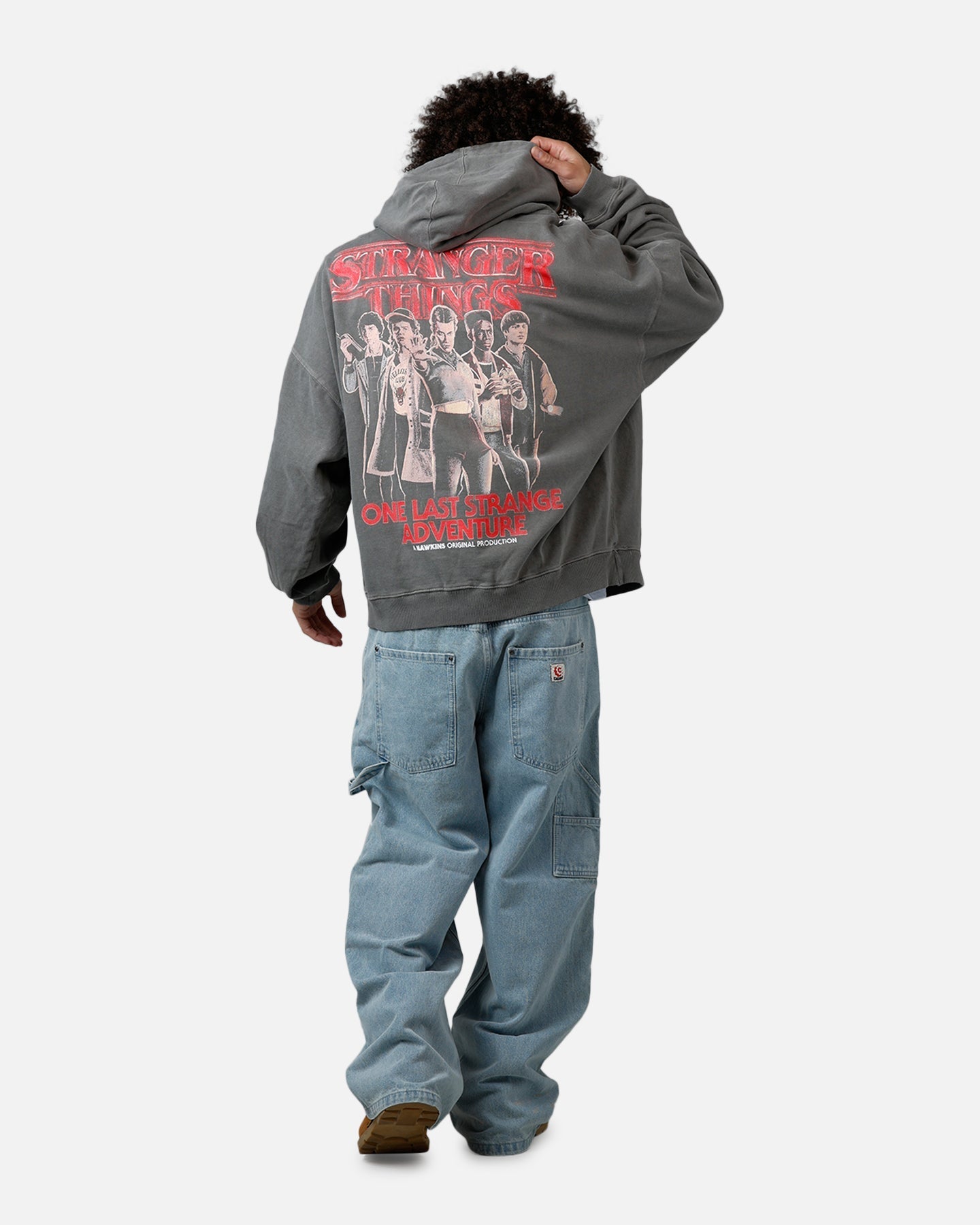 73Studio X Stranger Things Hawkins Heroes Hoodie Washed Charcoal