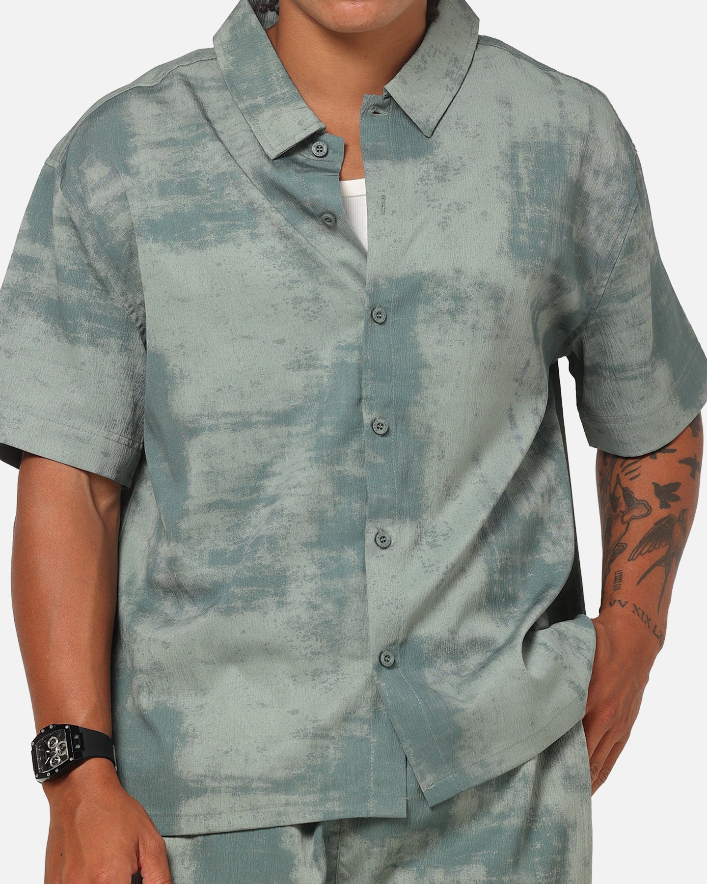 Saint Morta Solis Textured Button Up Shirt Petrol Green