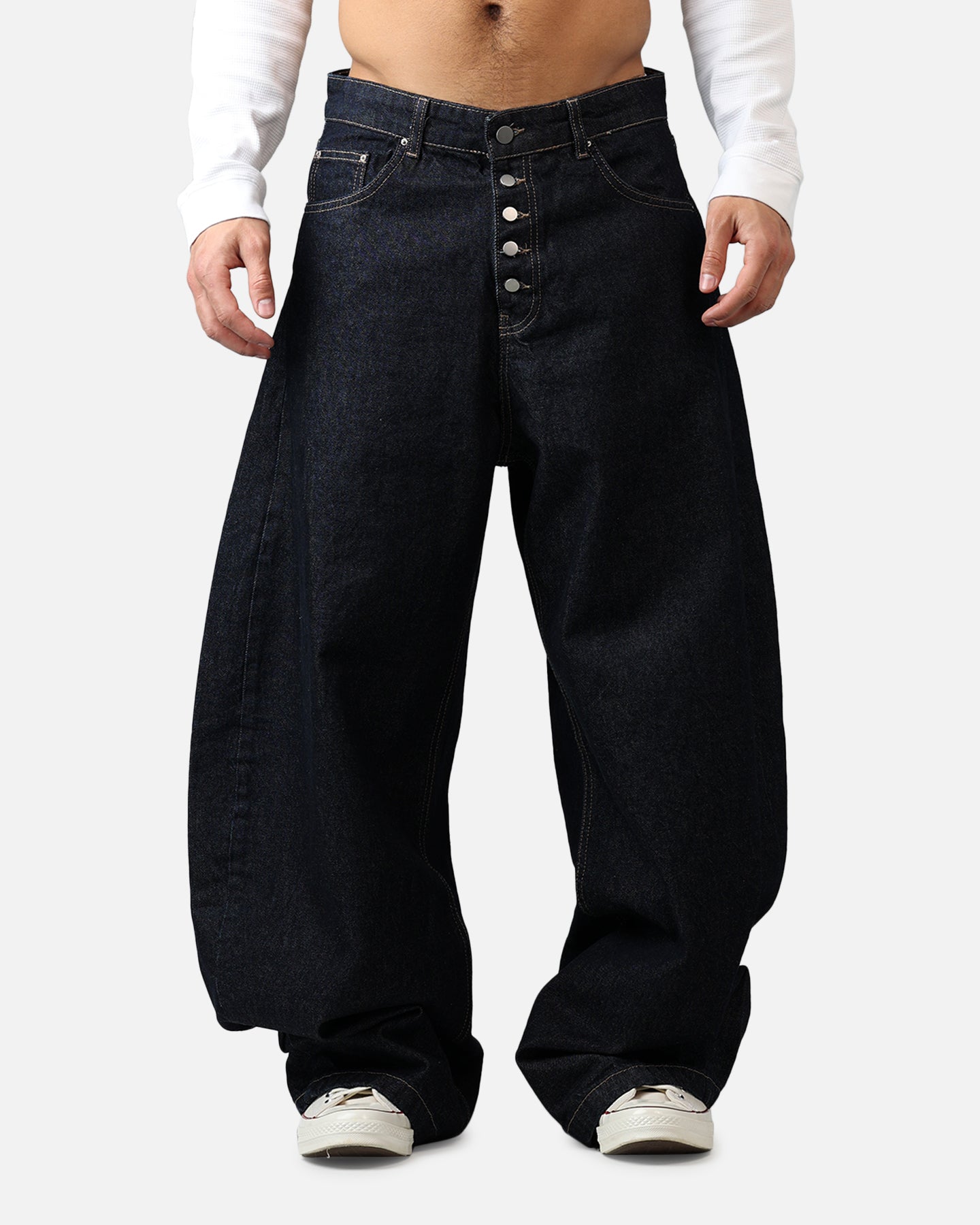 MNML Exposed Shank Barrel Denim Pants Rinse Indigo