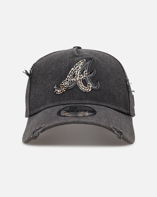 New Era Atlanta Braves 'Patent Leather' 9FORTY A-Frame Strapback Washed Black