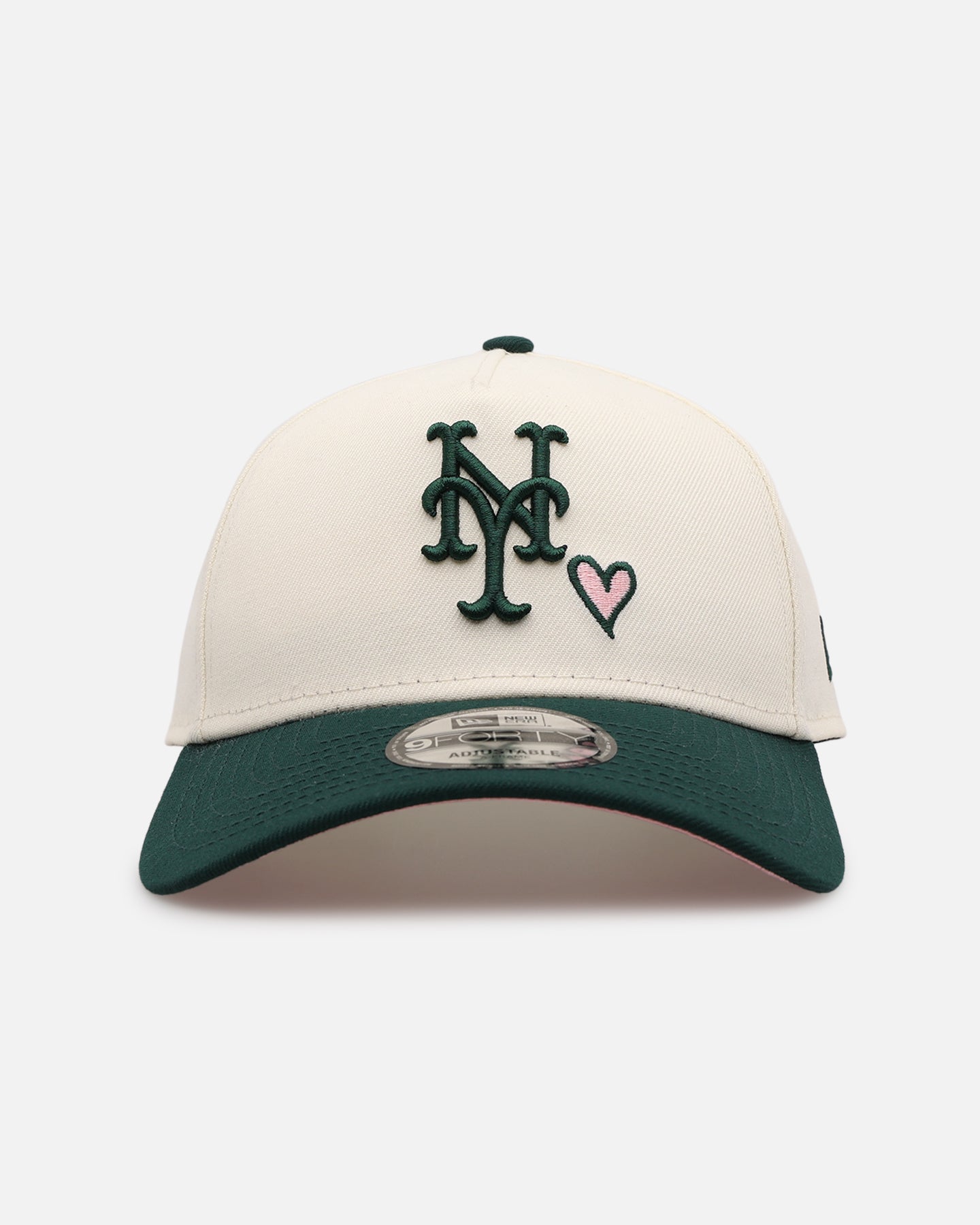 New Era New York Mets 'Pink Satin Hearts Green' 9FORTY A-Frame Snapback Chrome/Dark Green