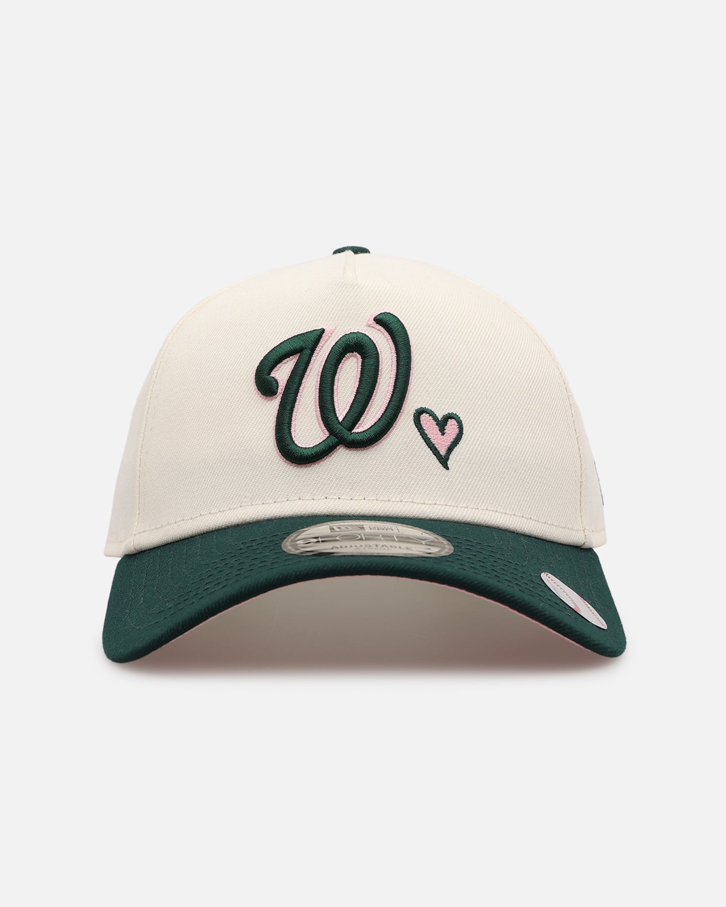 New Era Washington Nationals 'Pink Satin Hearts Green' 9FORTY A-Frame Snapback Chrome/Dark Green