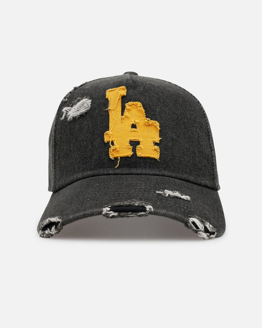 New Era Los Angeles Dodgers 'Distressed Denim 2.0' 9FORTY A-Frame Strapback Black