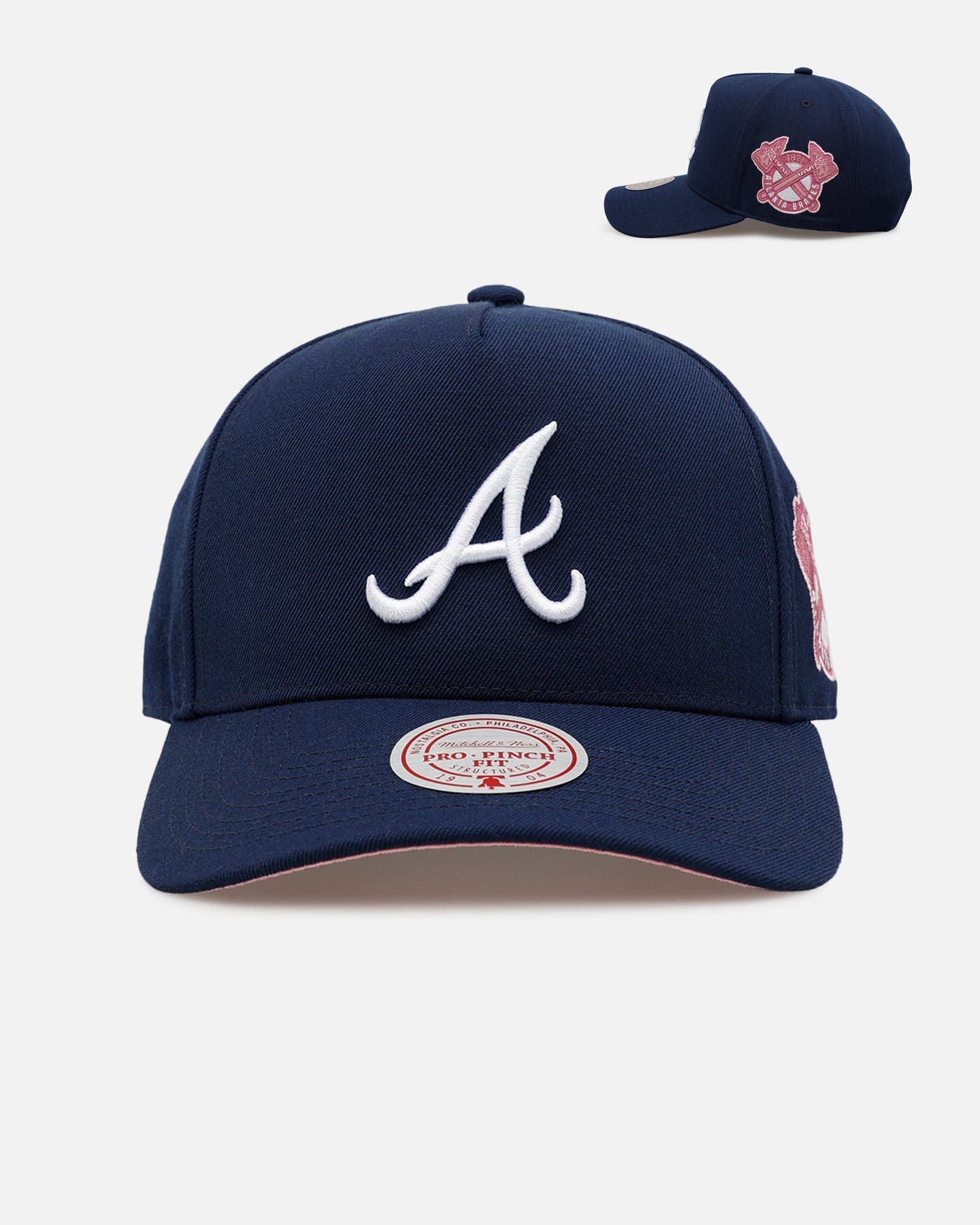 Mitchell & Ness Atlanta Braves 'Pink Side Patch' Pro Pinch Snapback Official Team Color