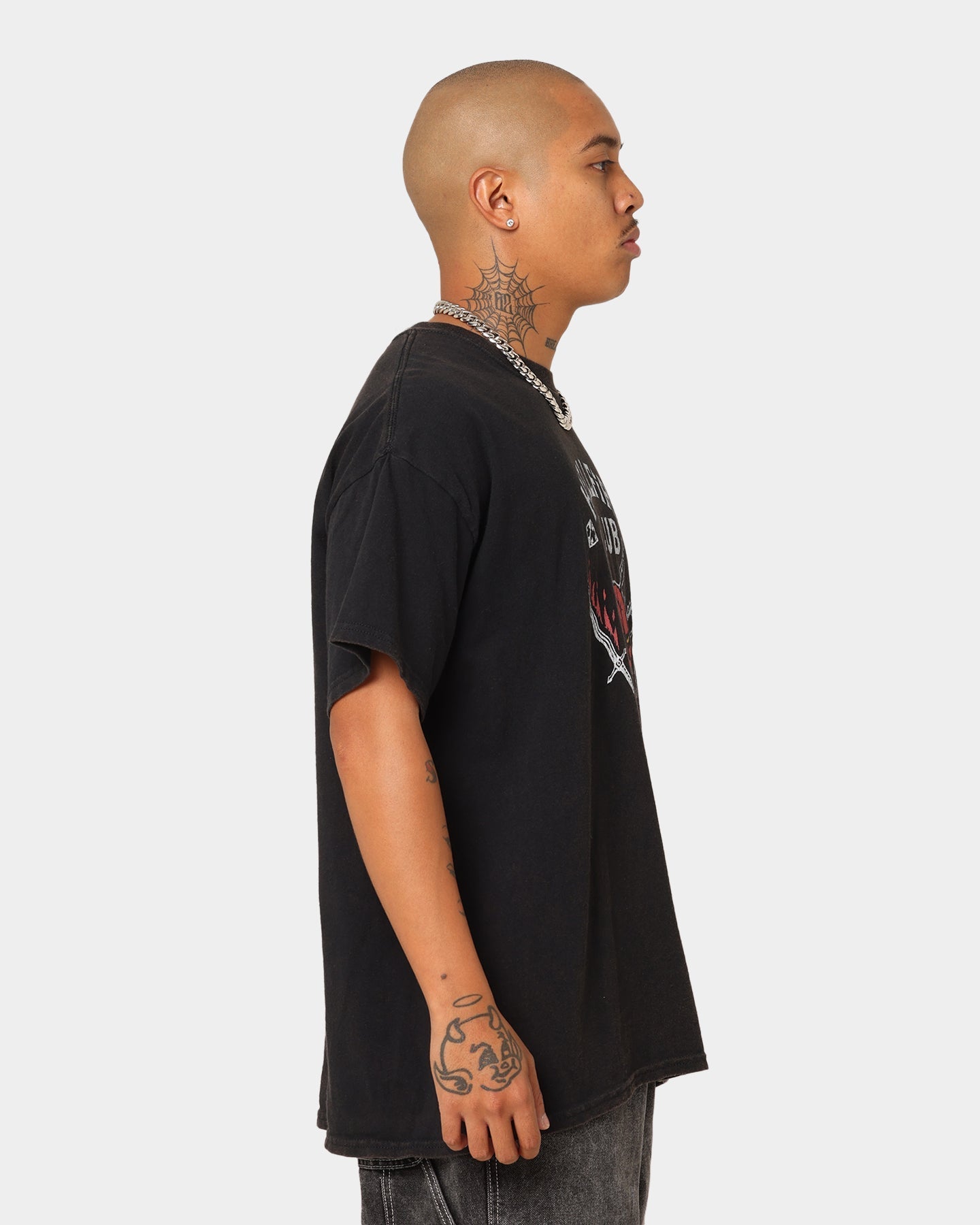 73Studio 73Studio X Stranger Things Hellfire Club Vintage T-Shirt Washed Black