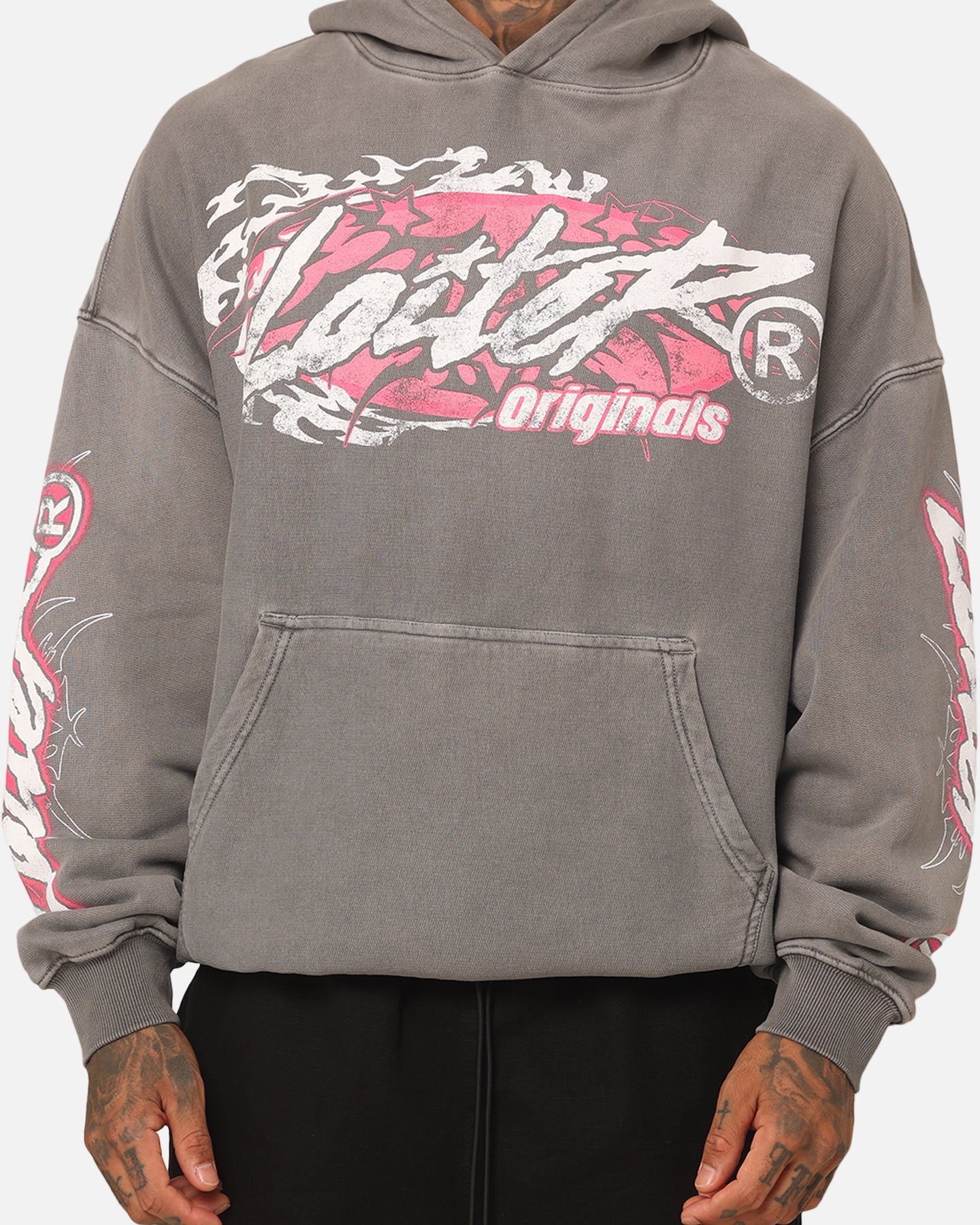 Loiter Wave Break Vintage Hoodie Charcoal