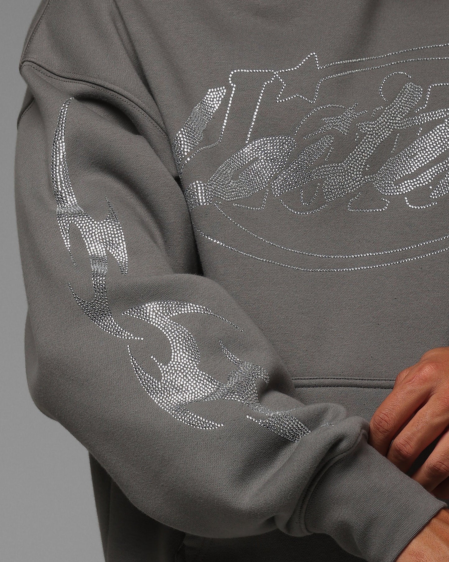 Loiter Atlantic Rhinestone Hoodie Charcoal