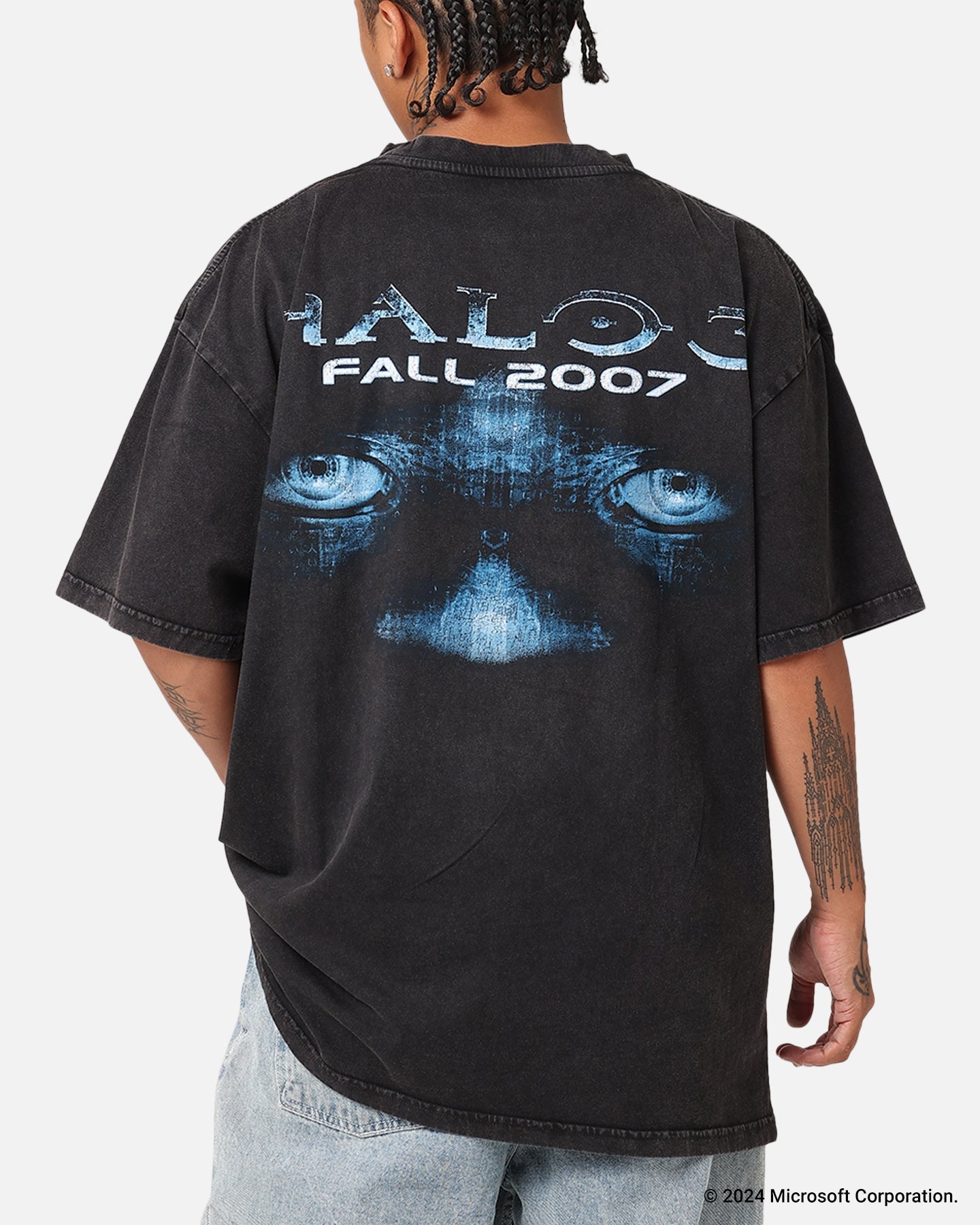 73Studio X Halo Halo 3 Vintage T-Shirt Black Acidwash