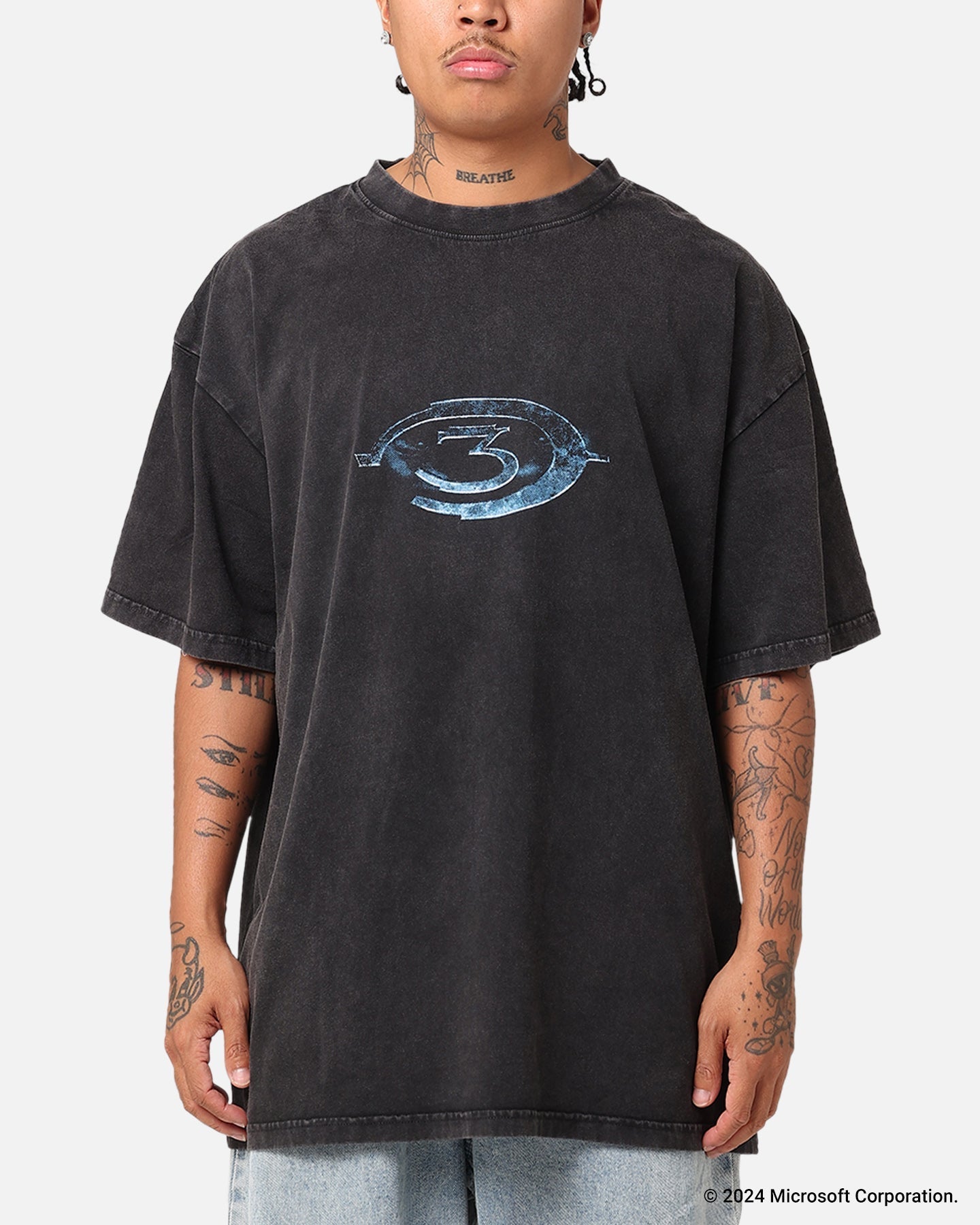 73Studio X Halo Halo 3 Vintage T-Shirt Black Acidwash