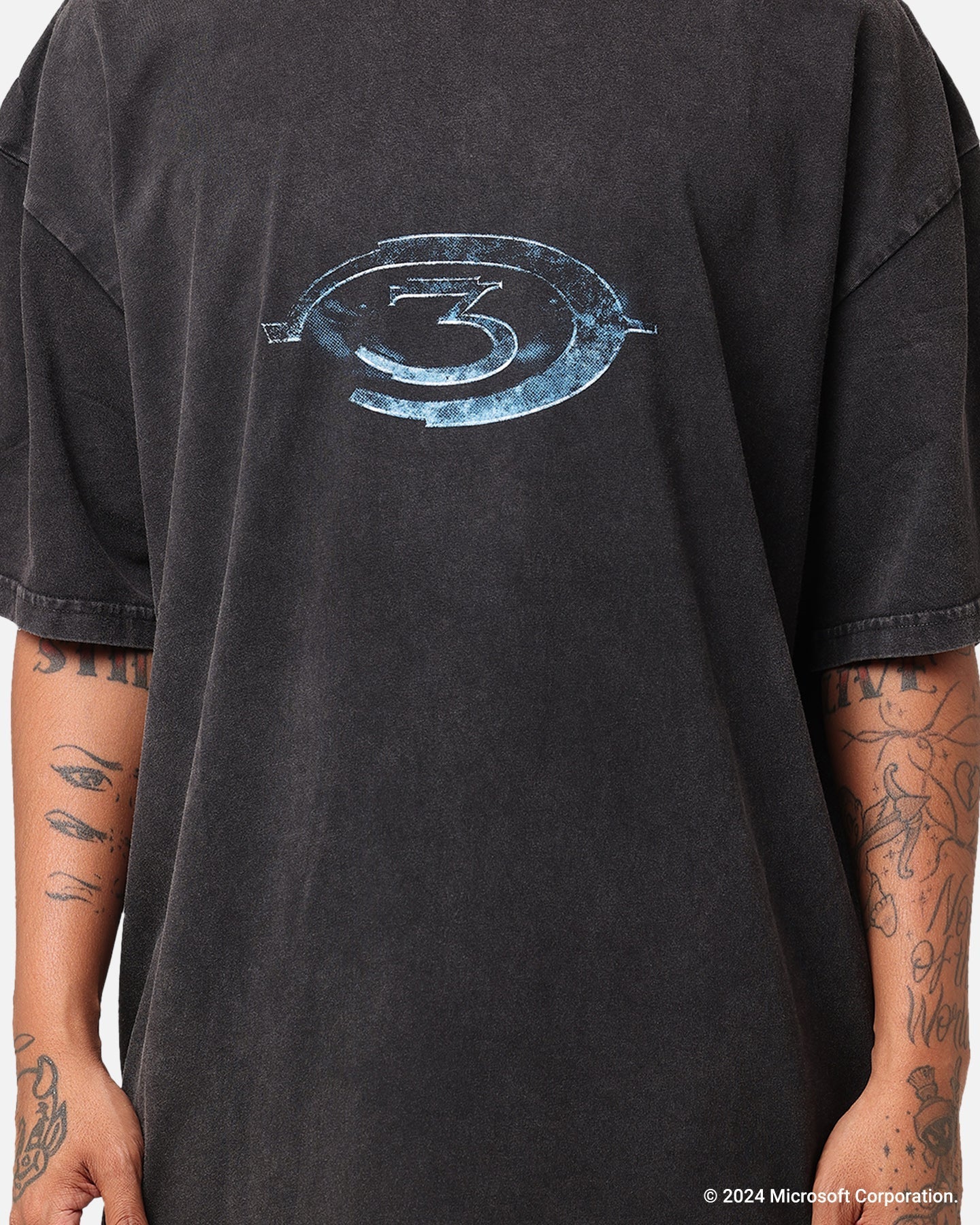 73Studio X Halo Halo 3 Vintage T-Shirt Black Acidwash
