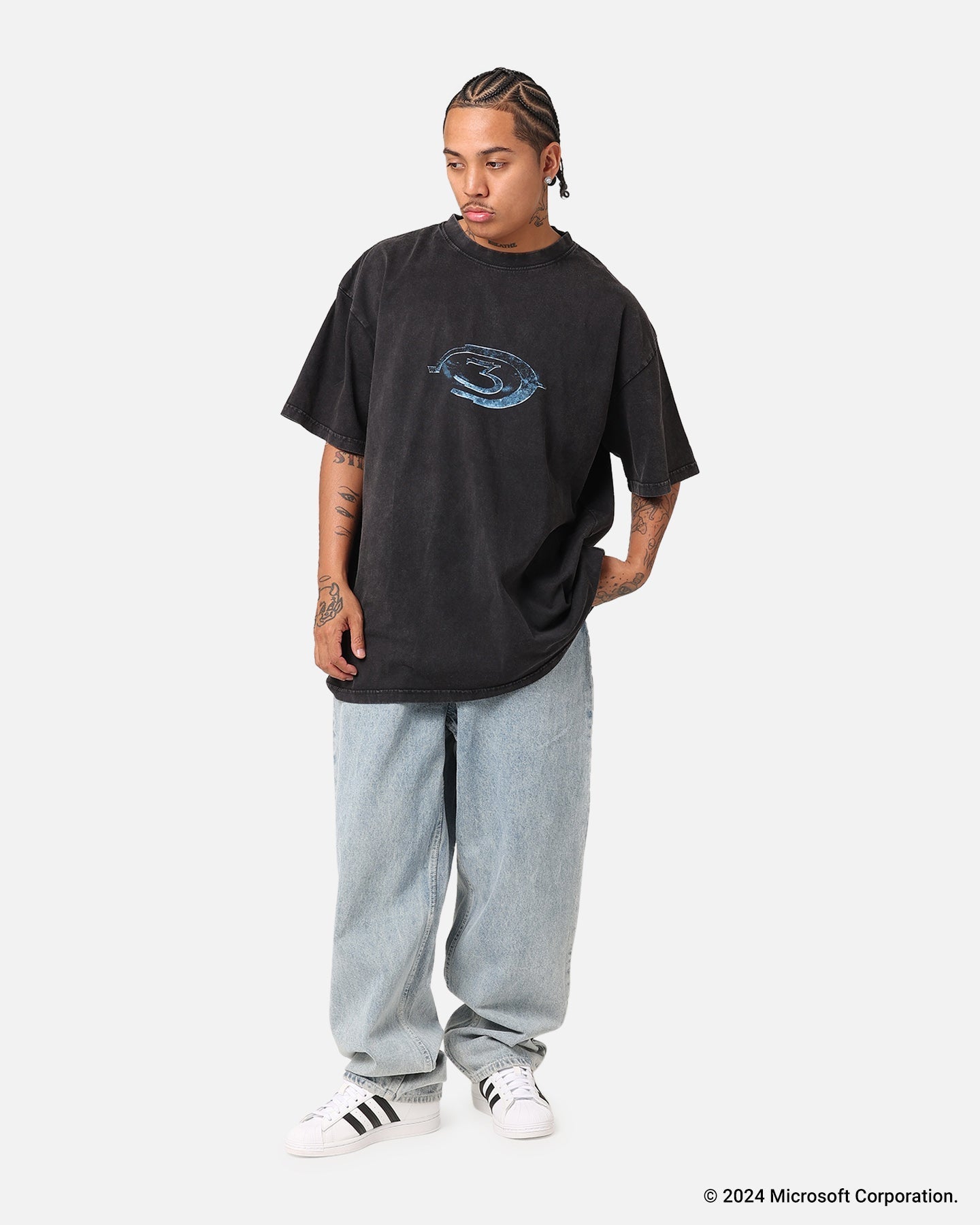 73Studio X Halo Halo 3 Vintage T-Shirt Black Acidwash