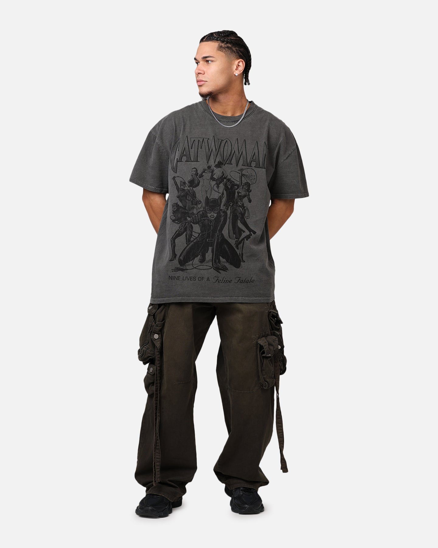 73Studio X DC Batman Catwoman Squad Heavyweight T-Shirt Black Wash