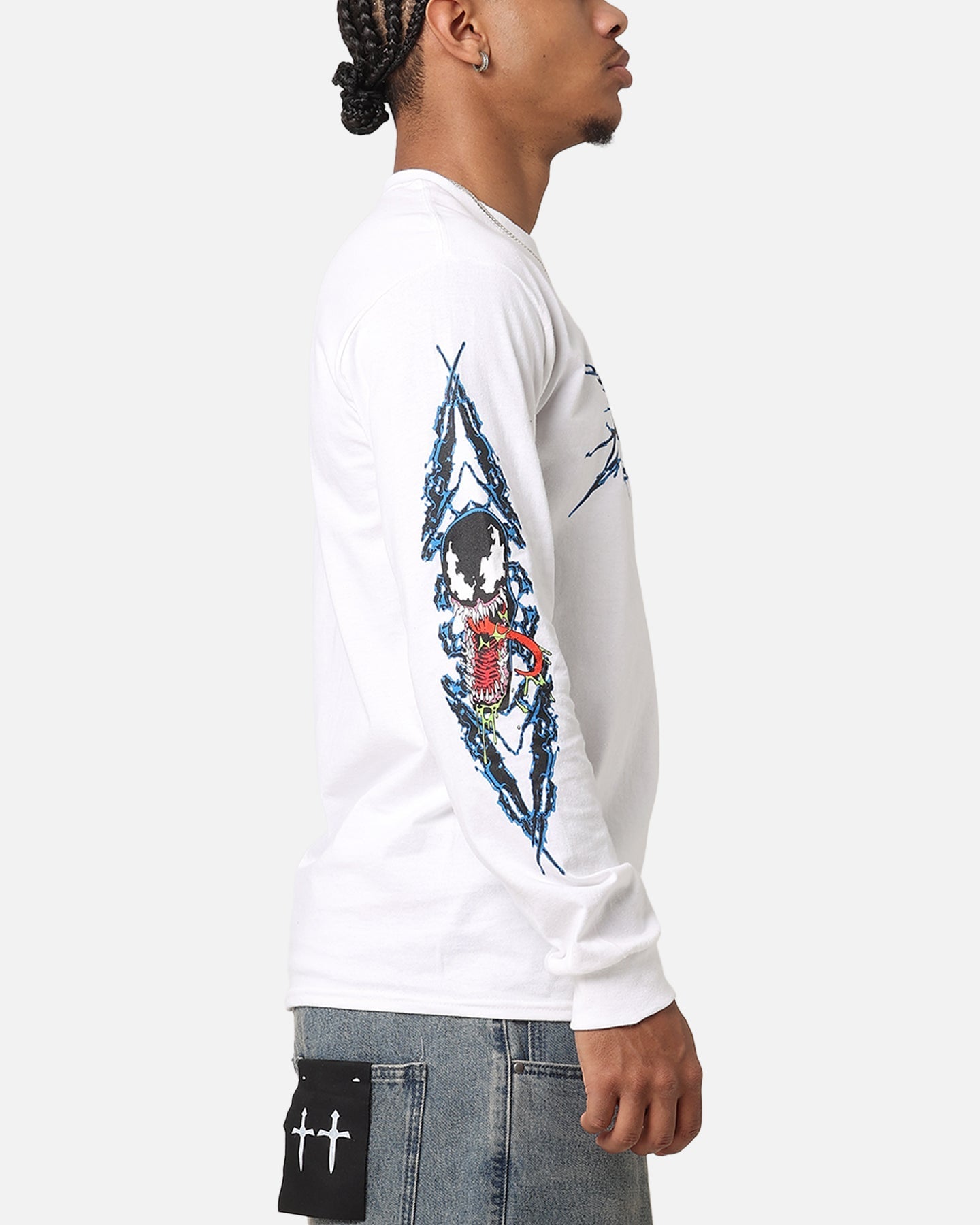 73Studio Marvel Spider-Man Y2K Venom Long Sleeve T-Shirt White