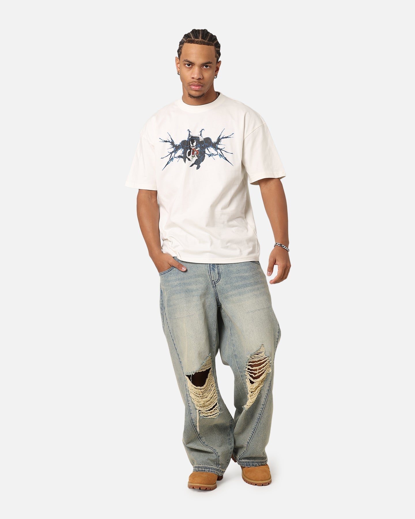 Goat Crew Marvel Spider-Man Y2K Venom T-Shirt Off White
