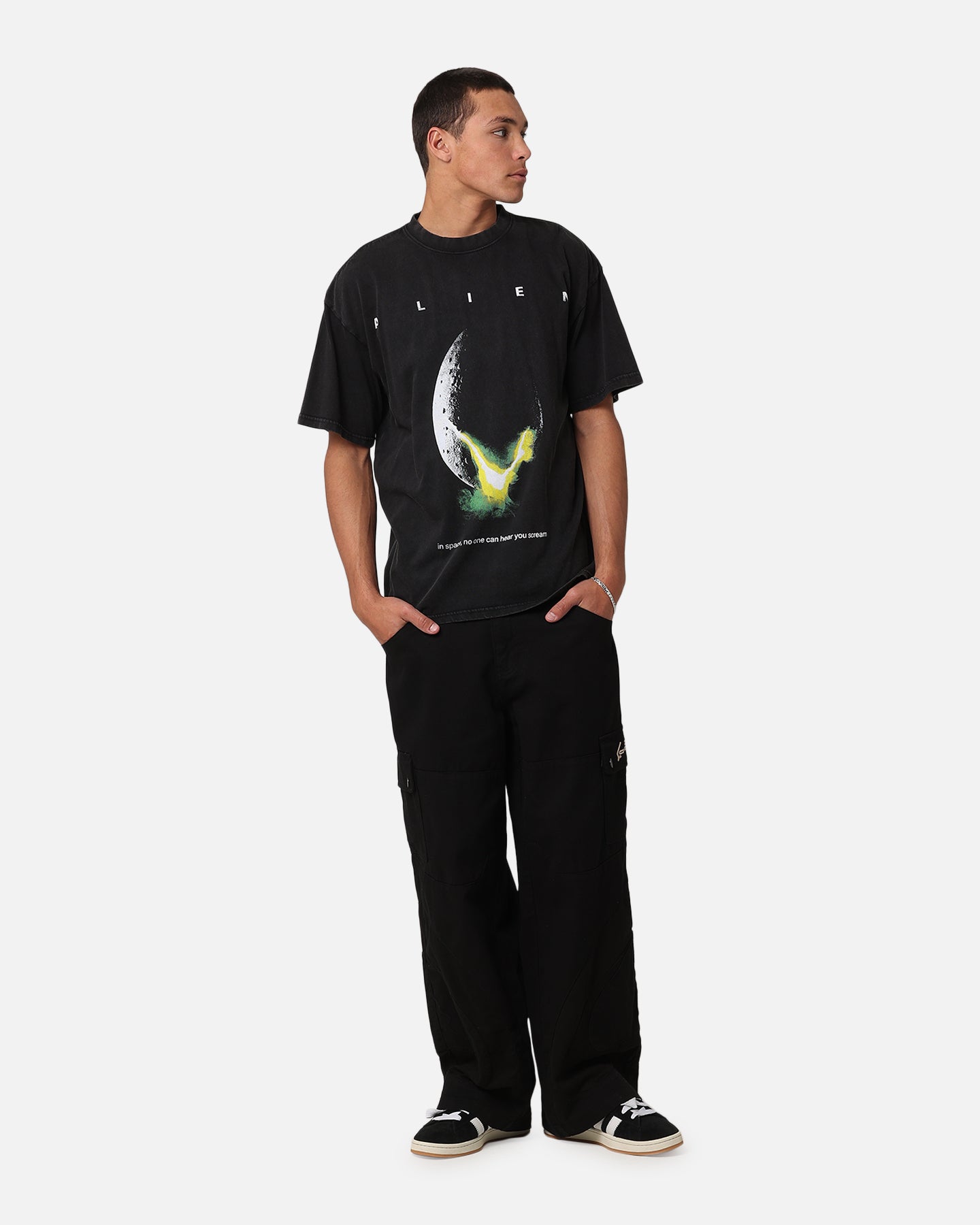 73Studio Alien Classic Vintage T-Shirt Black Acidwash