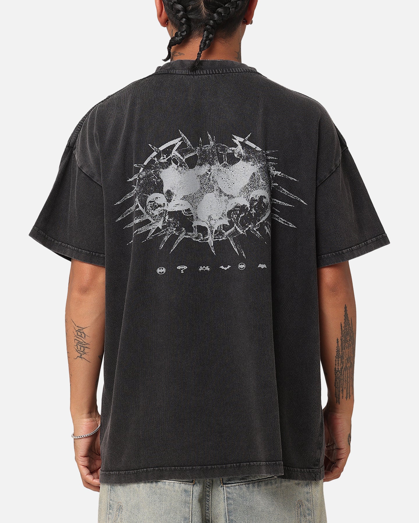 73Studio X DC Batman Dark Logo Vintage T-Shirt Black Acidwash