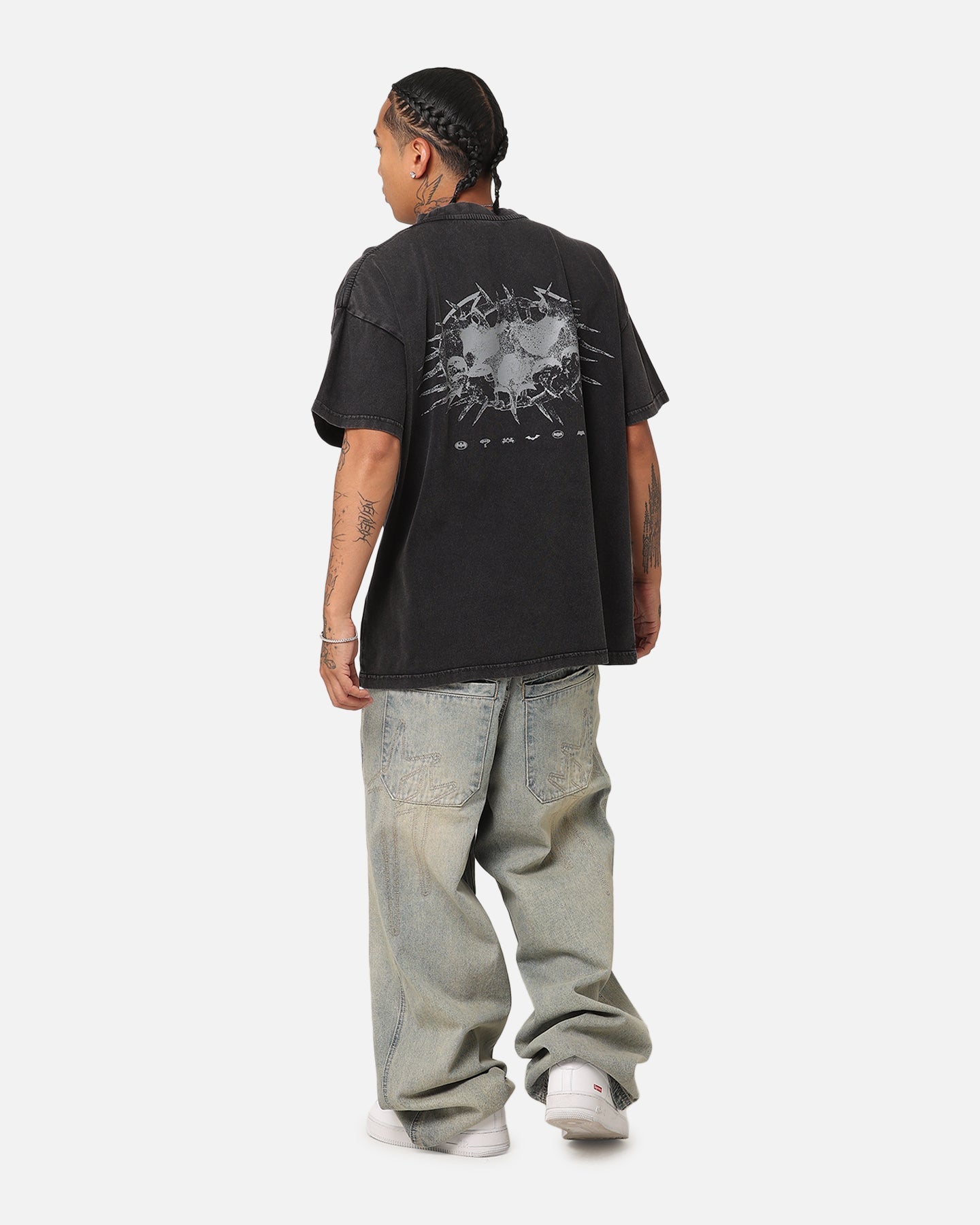 73Studio X DC Batman Dark Logo Vintage T-Shirt Black Acidwash