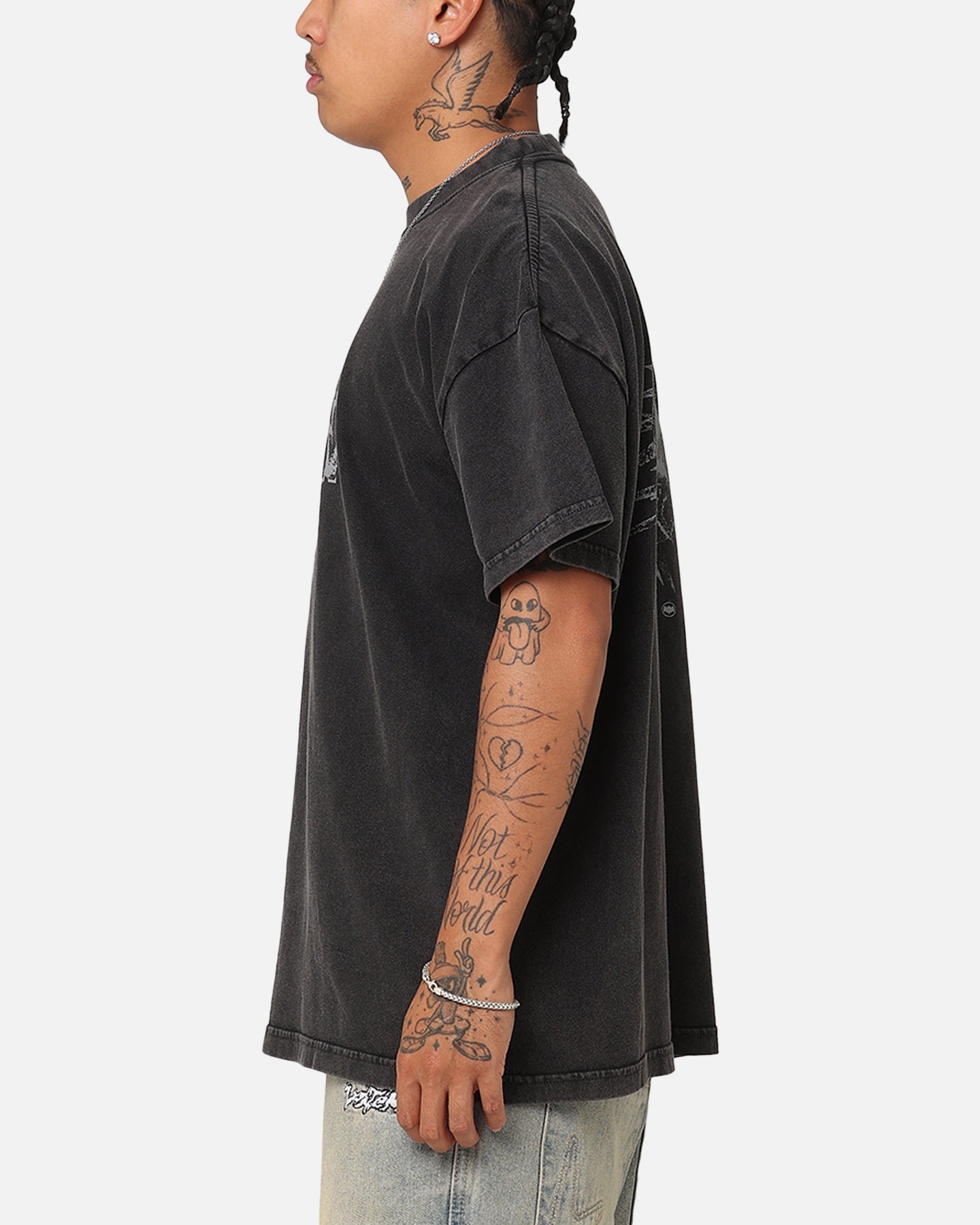 73Studio X DC Batman Dark Logo Vintage T-Shirt Black Acidwash