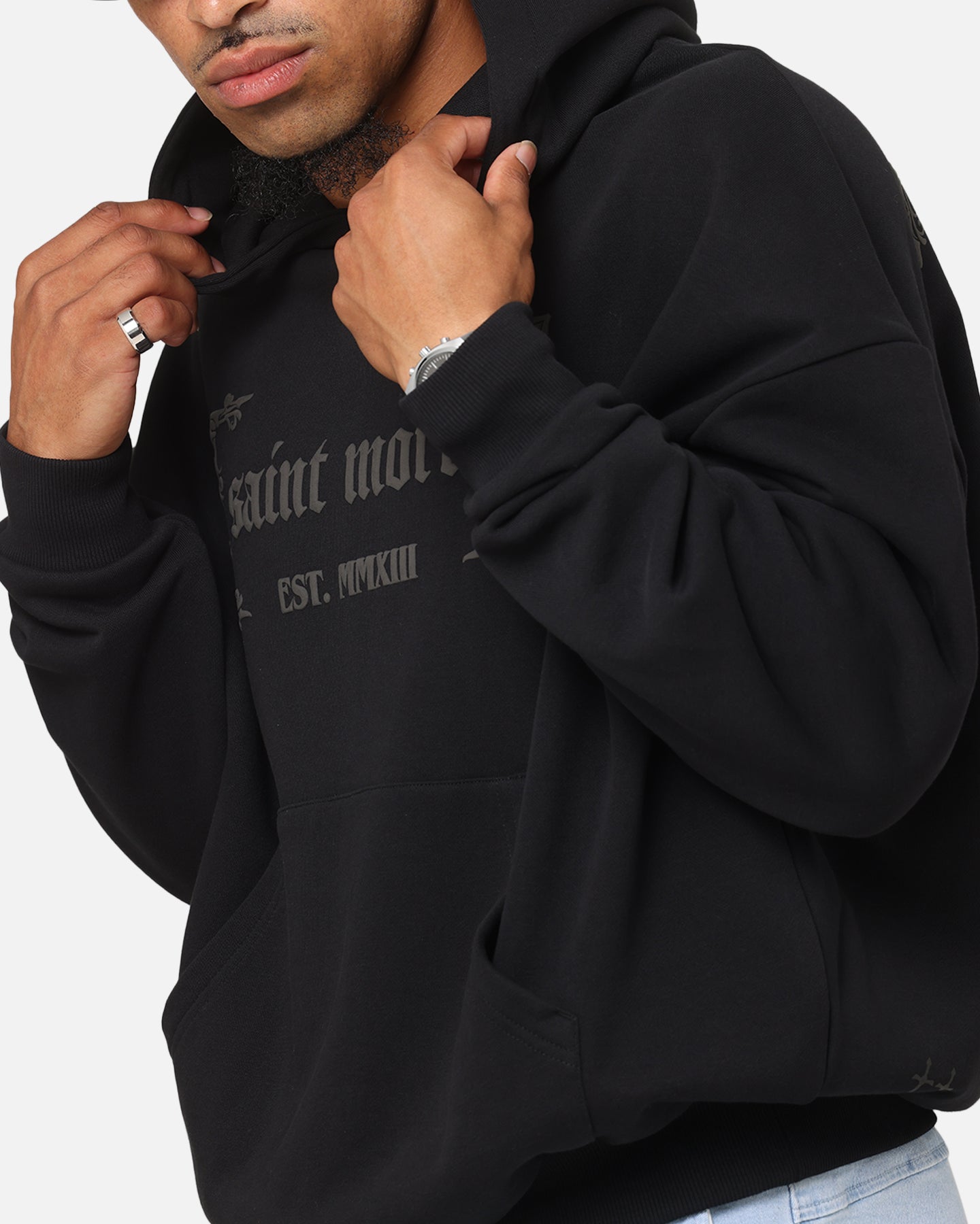 Saint Morta Repentant Heart Boxy Hoodie Black/Black