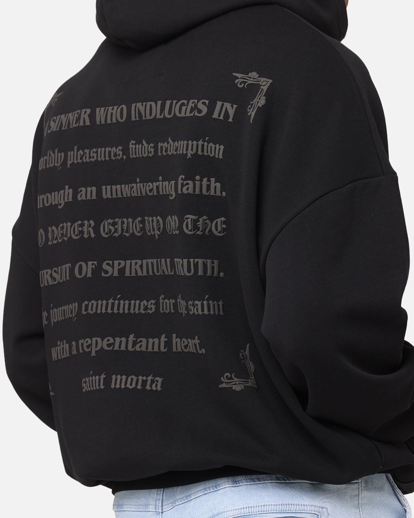 Saint Morta Repentant Heart Boxy Hoodie Black/Black