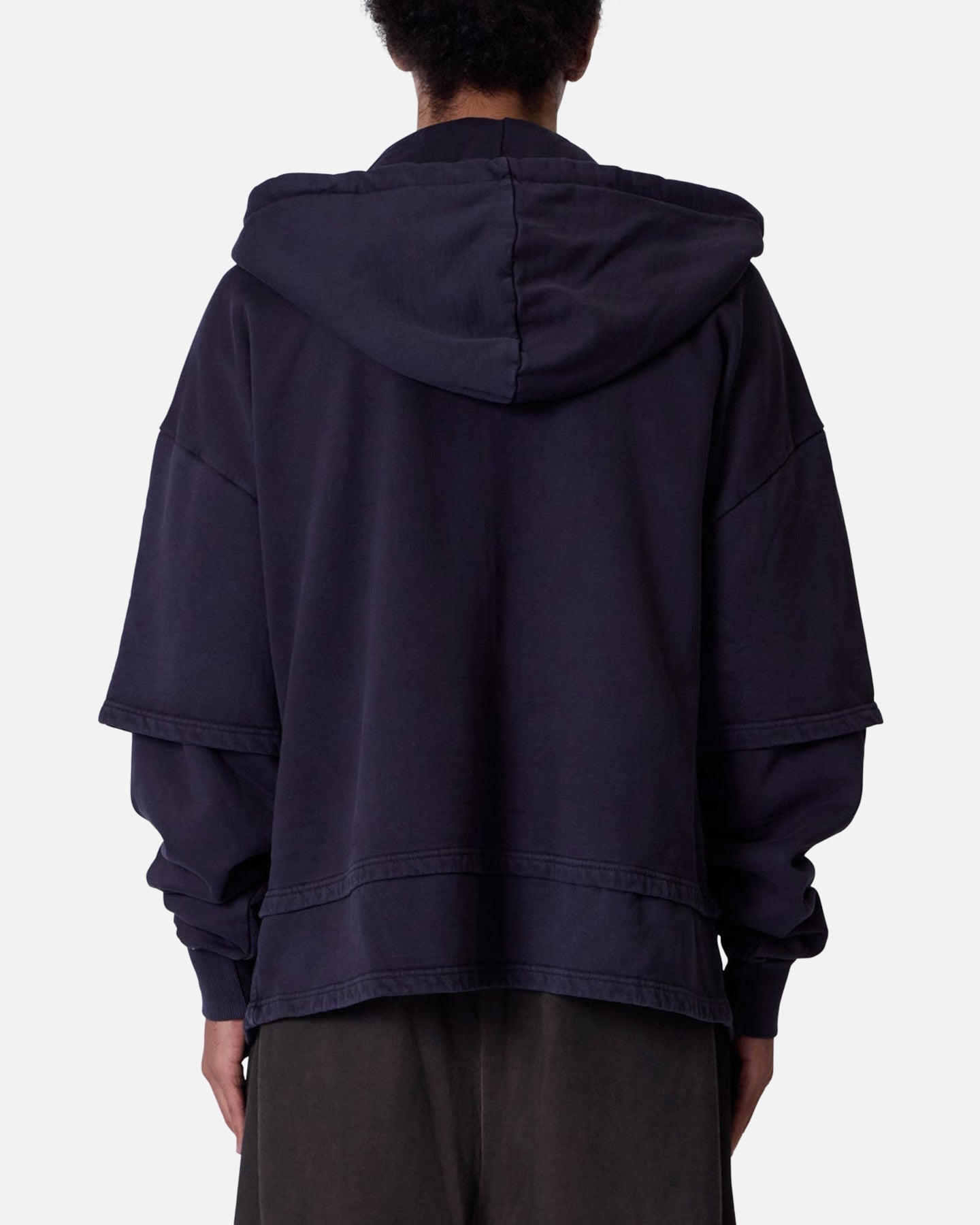 MNML Double Layer Zipper Sweater Washed Black