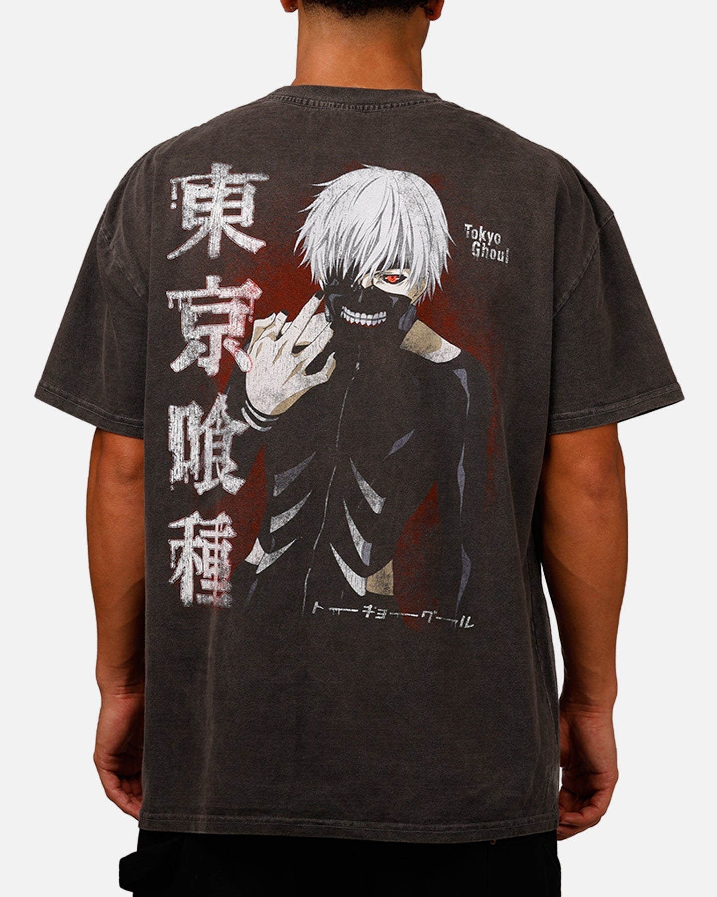 73Studio X Tokyo Ghoul Kaneki Vintage T-Shirt Black Acidwash