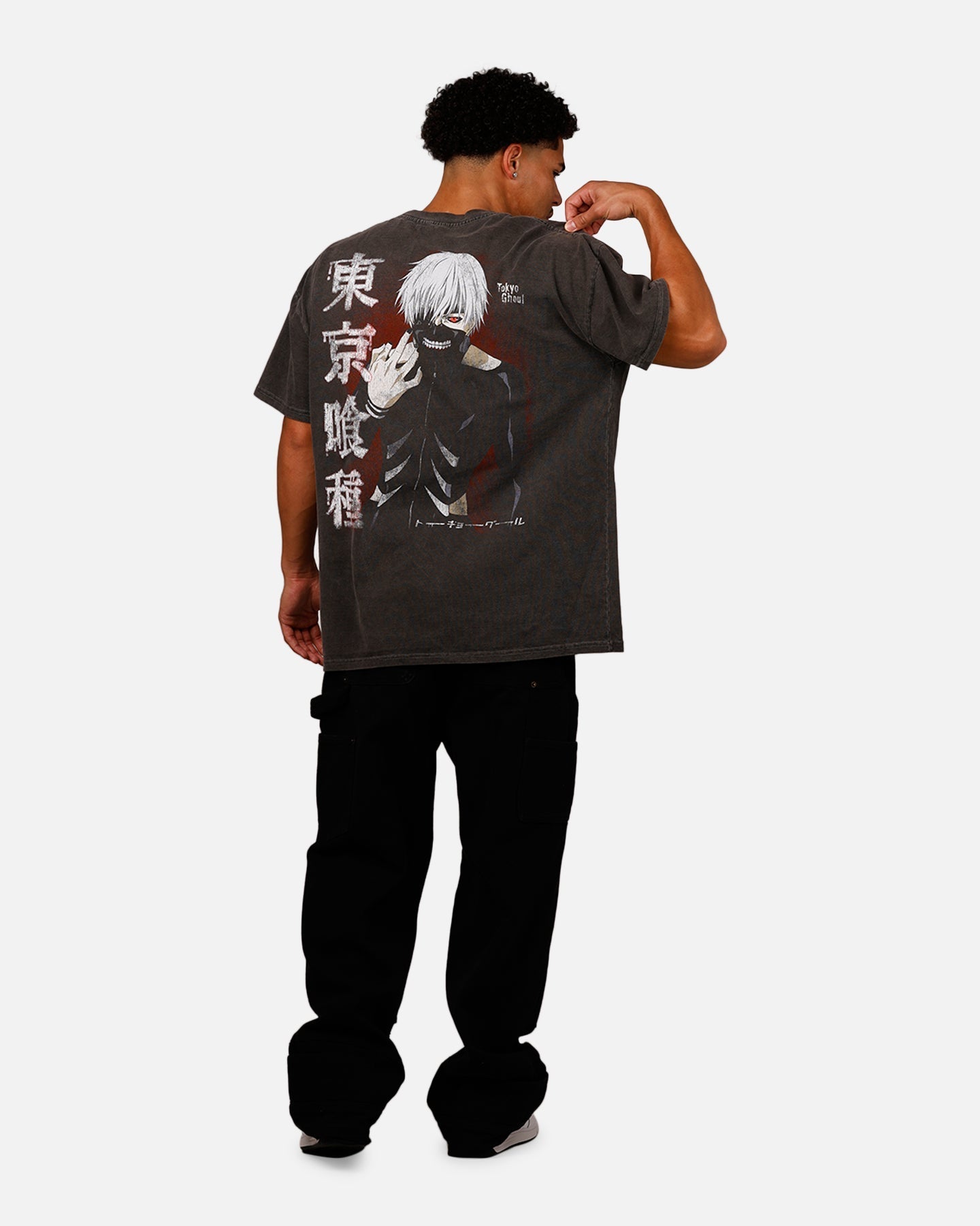 73Studio X Tokyo Ghoul Kaneki Vintage T-Shirt Black Acidwash