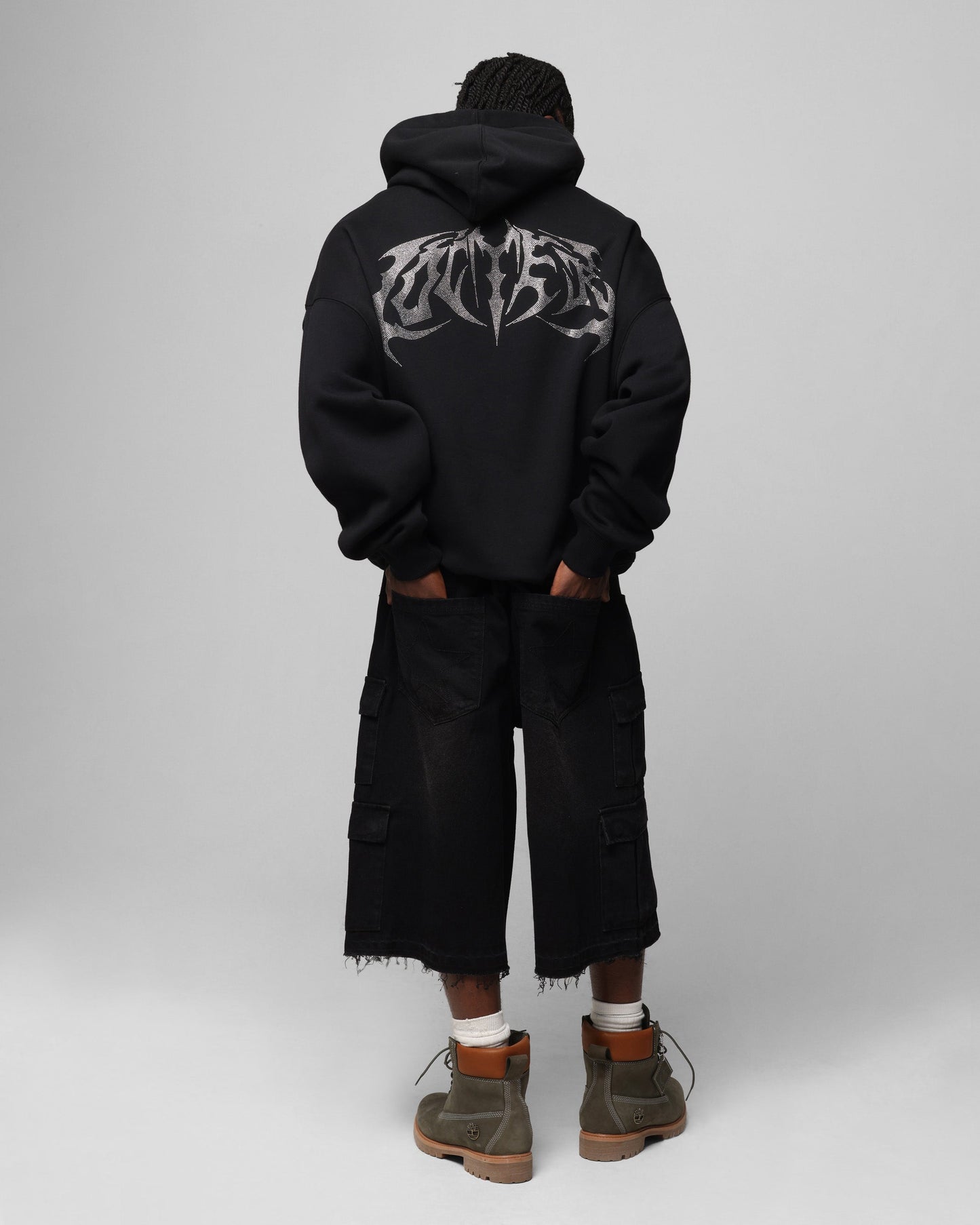 Loiter Metal Rhinestone Hoodie Black