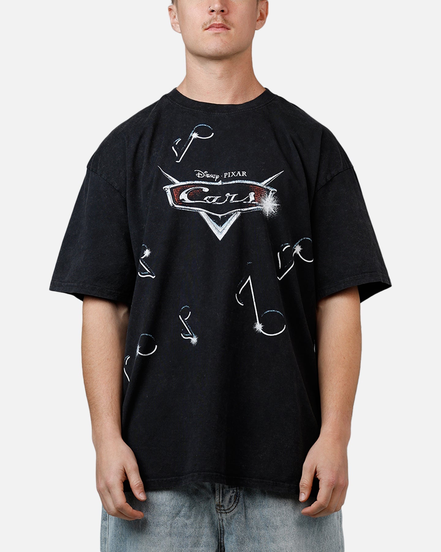 73Studio Disney And Pixar Cars DJ Vintage T-Shirt Black Acidwash