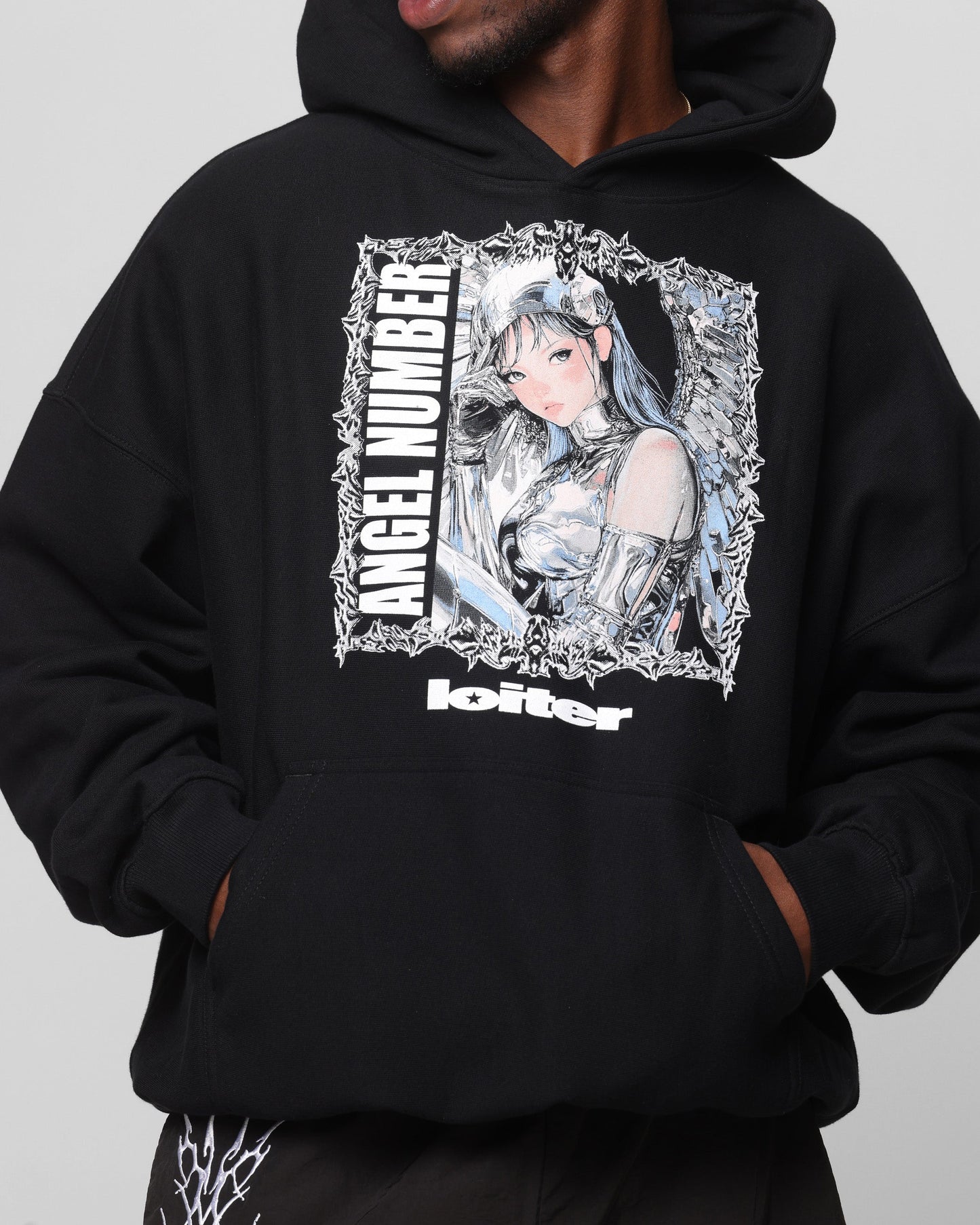 Loiter Angel Number Hoodie Black