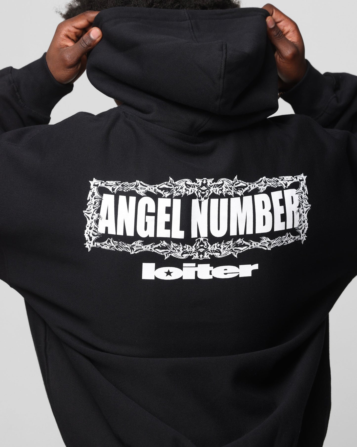 Loiter Angel Number Hoodie Black