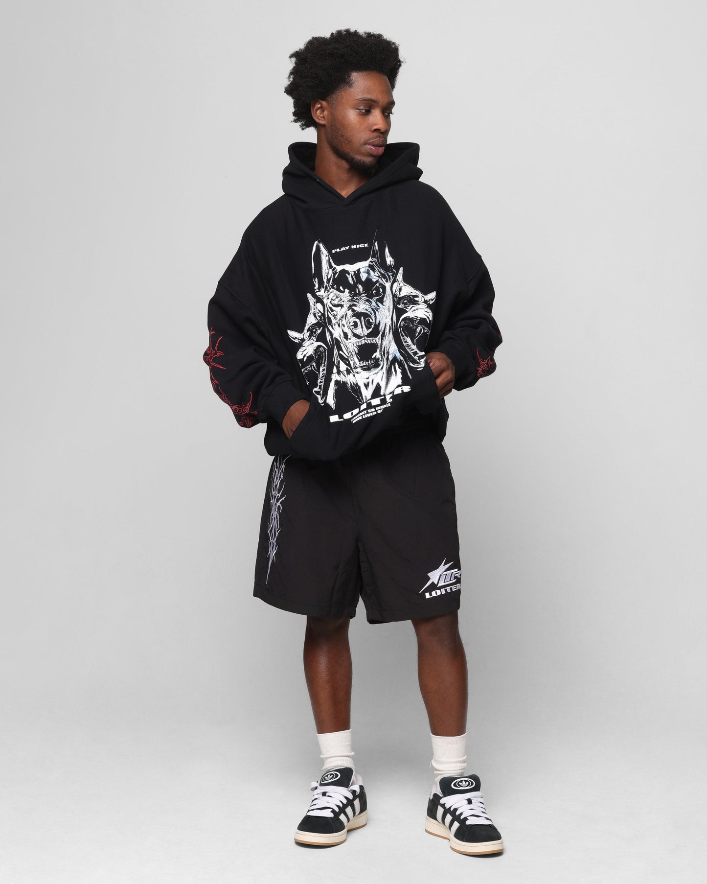 Loiter Chrome Dogs Vintage Hoodie Black