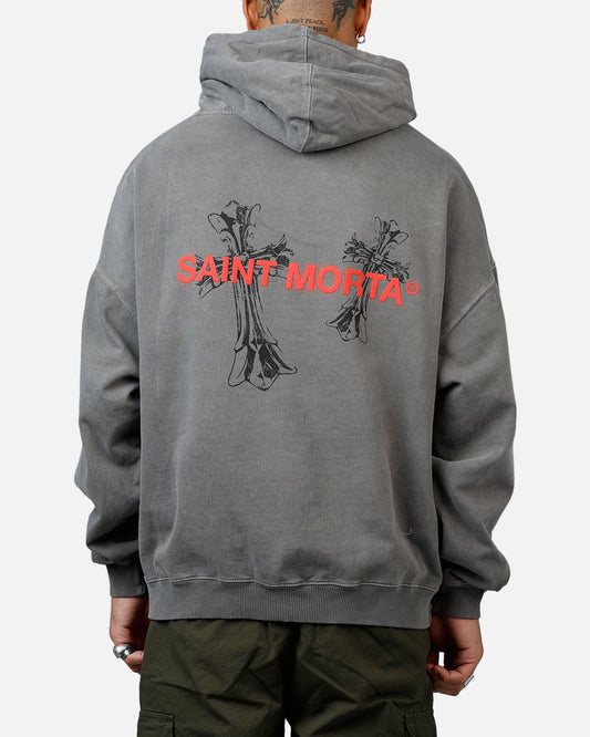 Saint Morta Memoriam Boxy Hoodie Washed Charcoal
