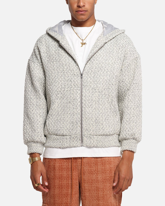 XXIII Boucle Tweed Zip Hoodie Grey Marle