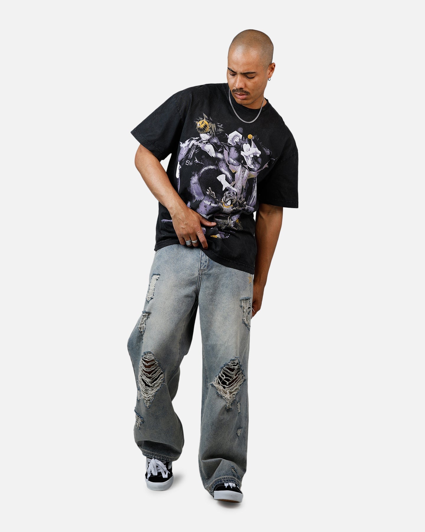 73Studio Disney Kingdom Hearts Halloween Town Heavyweight T-Shirt Black Acidwash