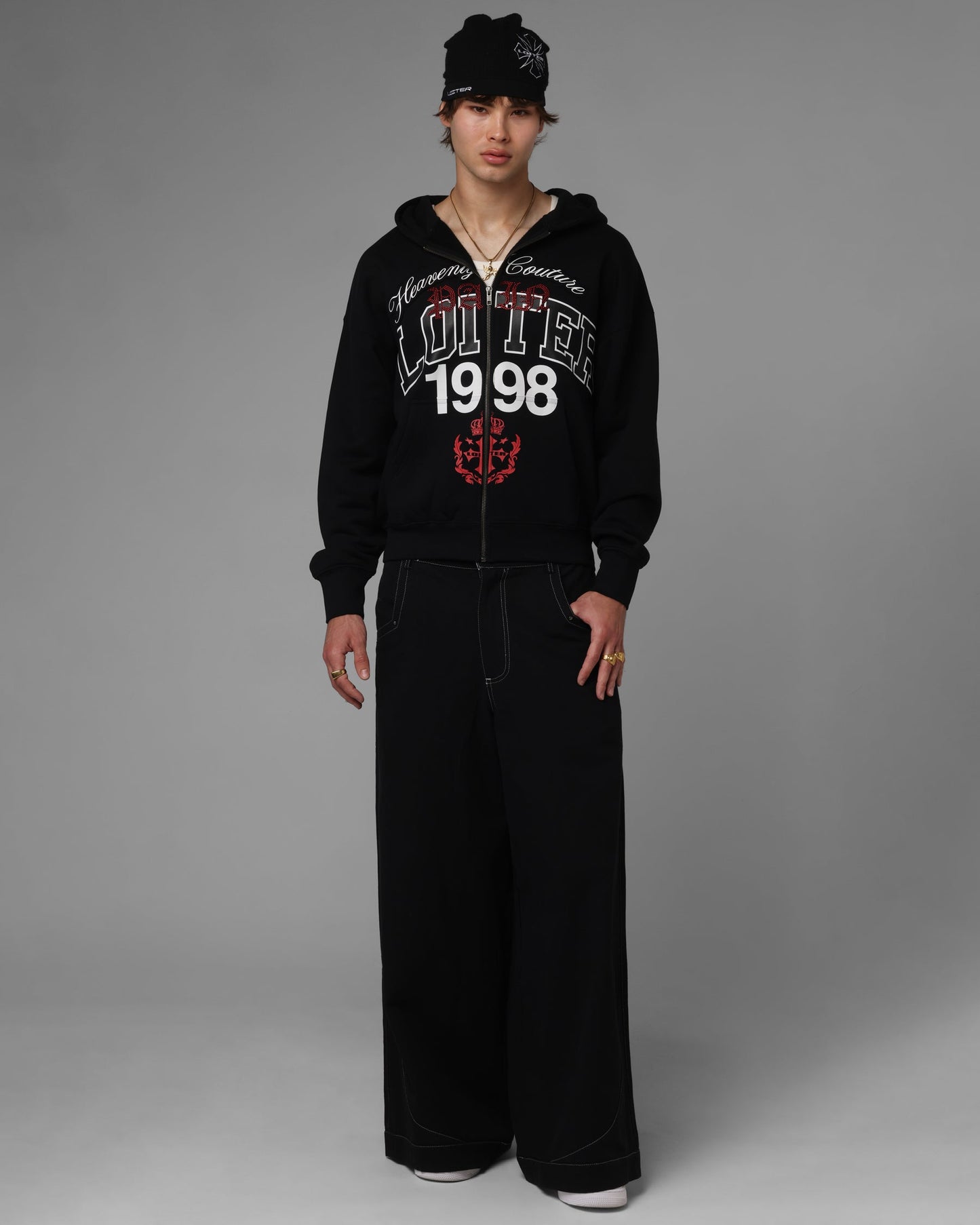 Loiter Drop Out Zip Hoodie Black