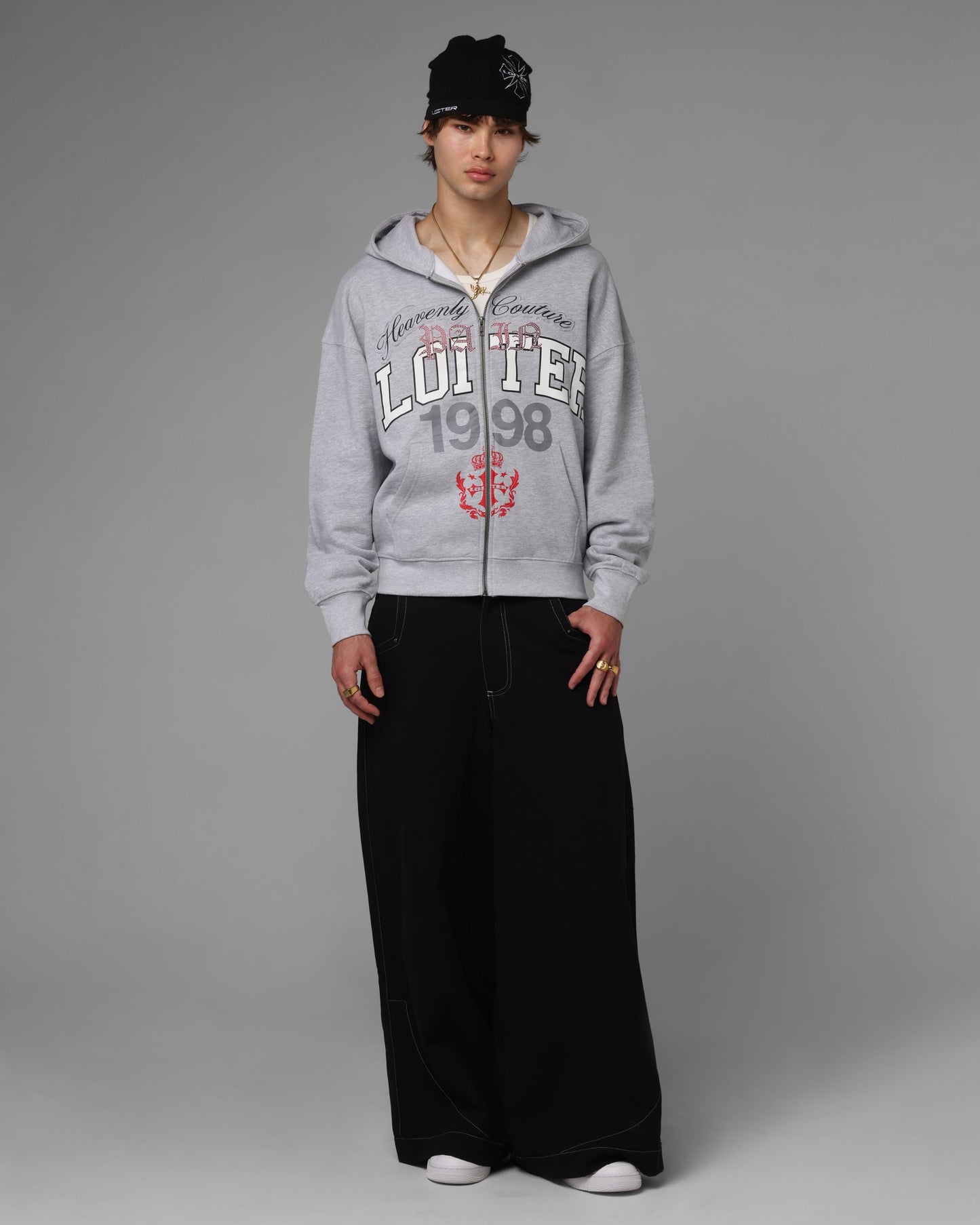 Loiter Drop Out Zip Hoodie Grey