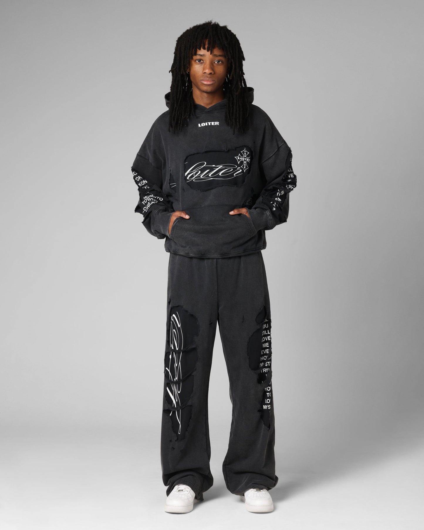 Loiter Destruction Hoodie Black