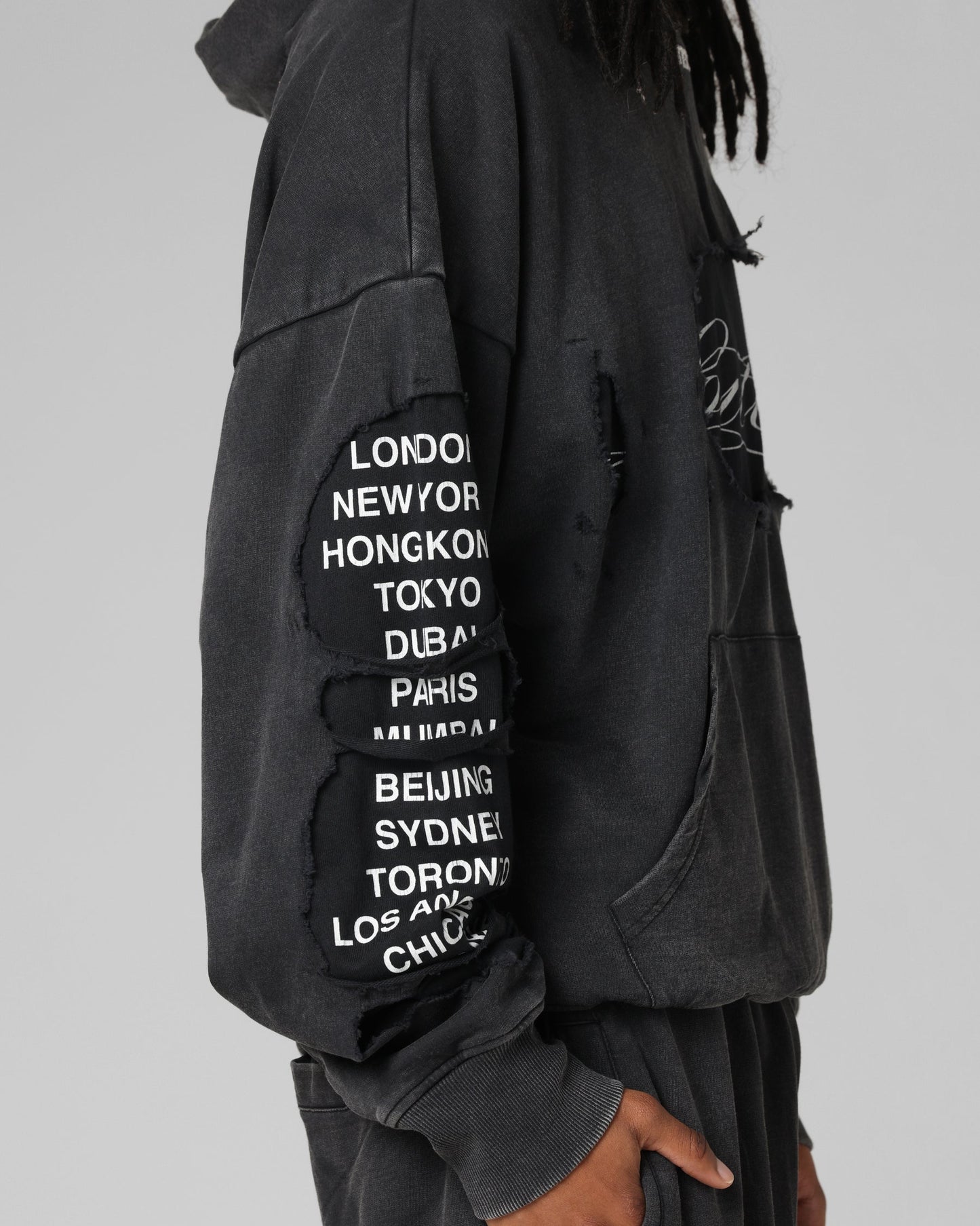 Loiter Destruction Hoodie Black