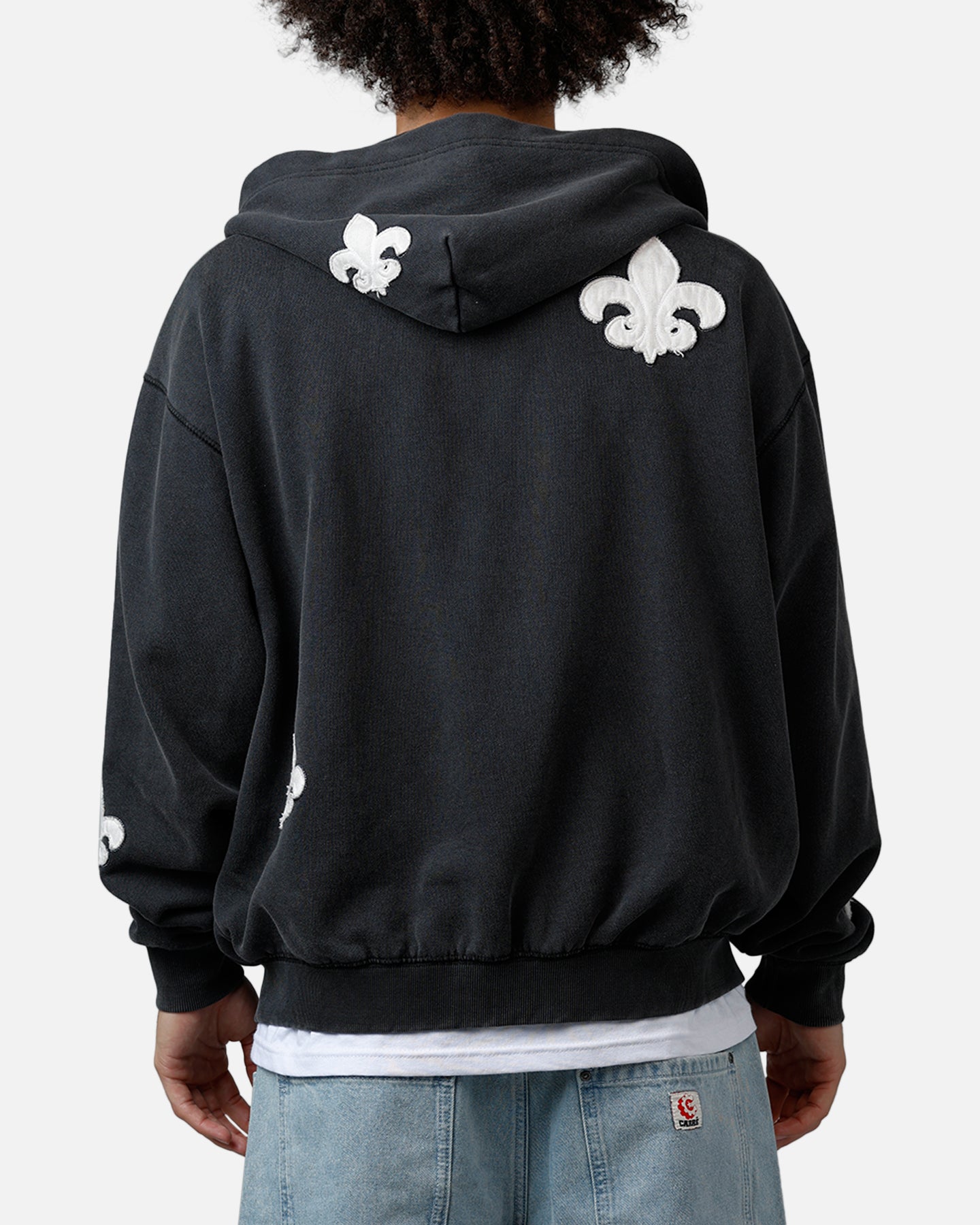 MNML Fleur Zip Up Hoodie Washed Black