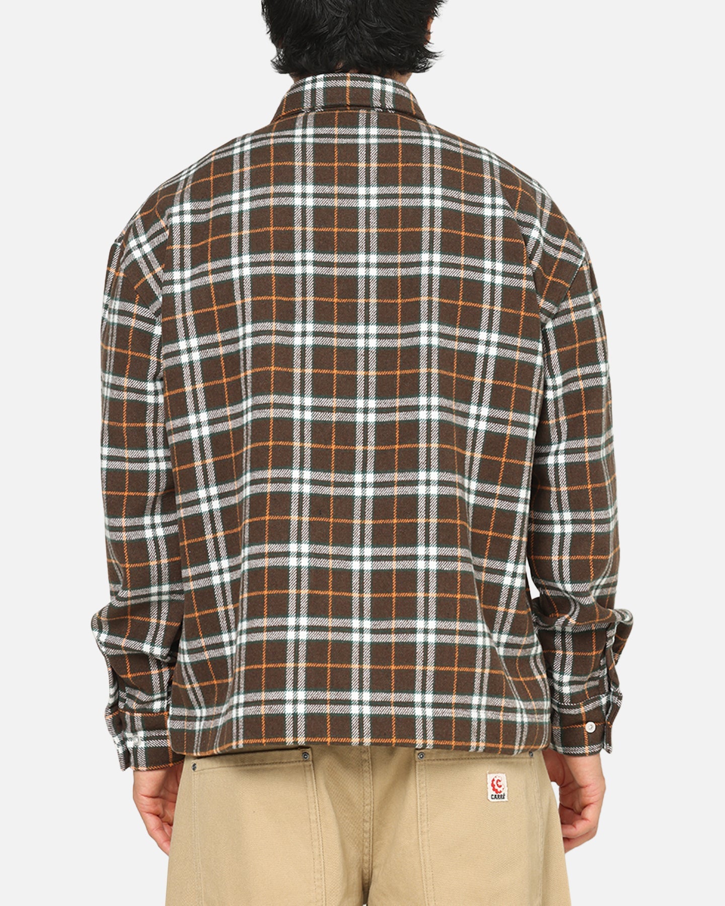 Carre Workwear Long Sleeve Button Up Shirt Brown-Plaid