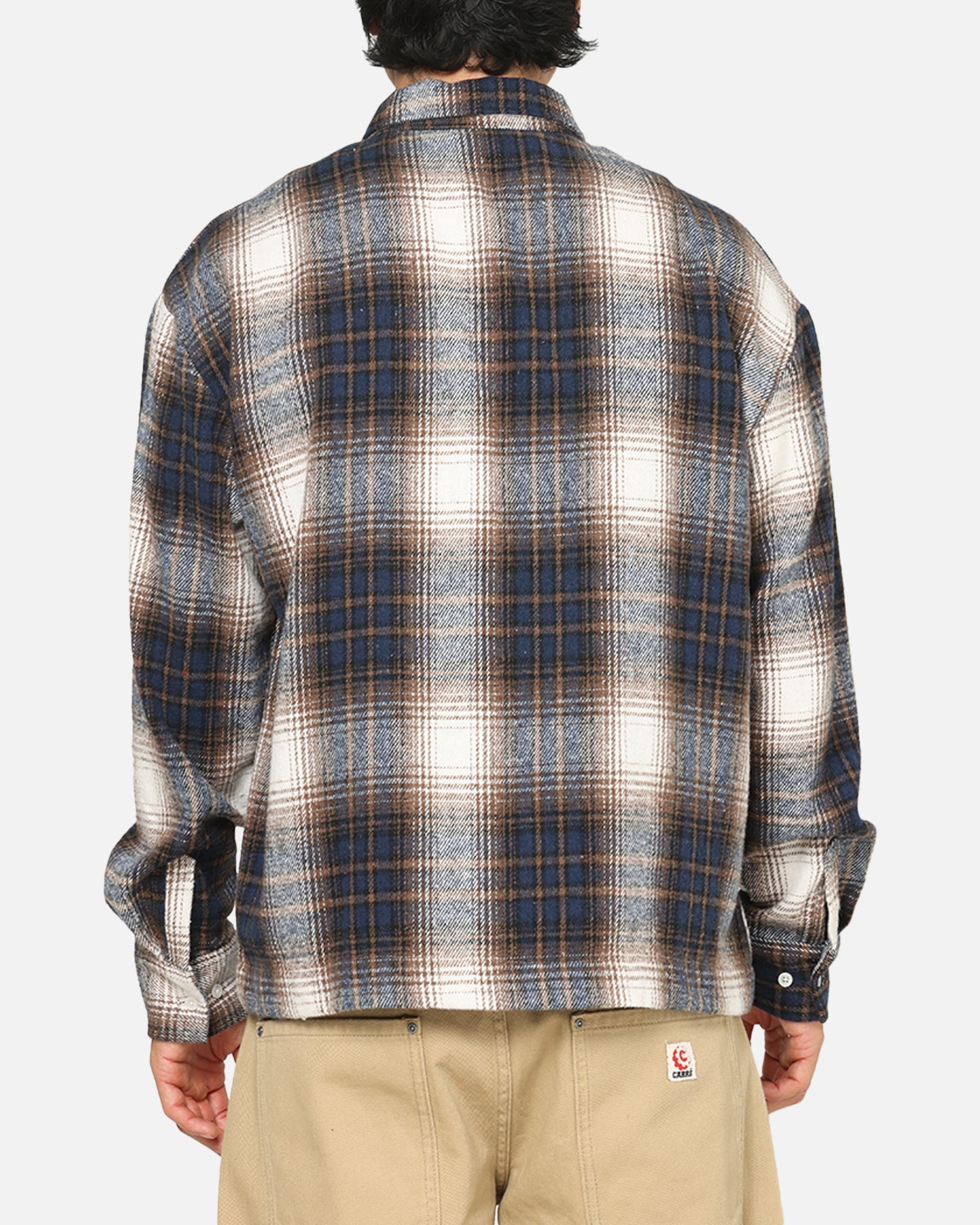 Carre Ombre Zip Up Long Sleeve Shirt Black Plaid