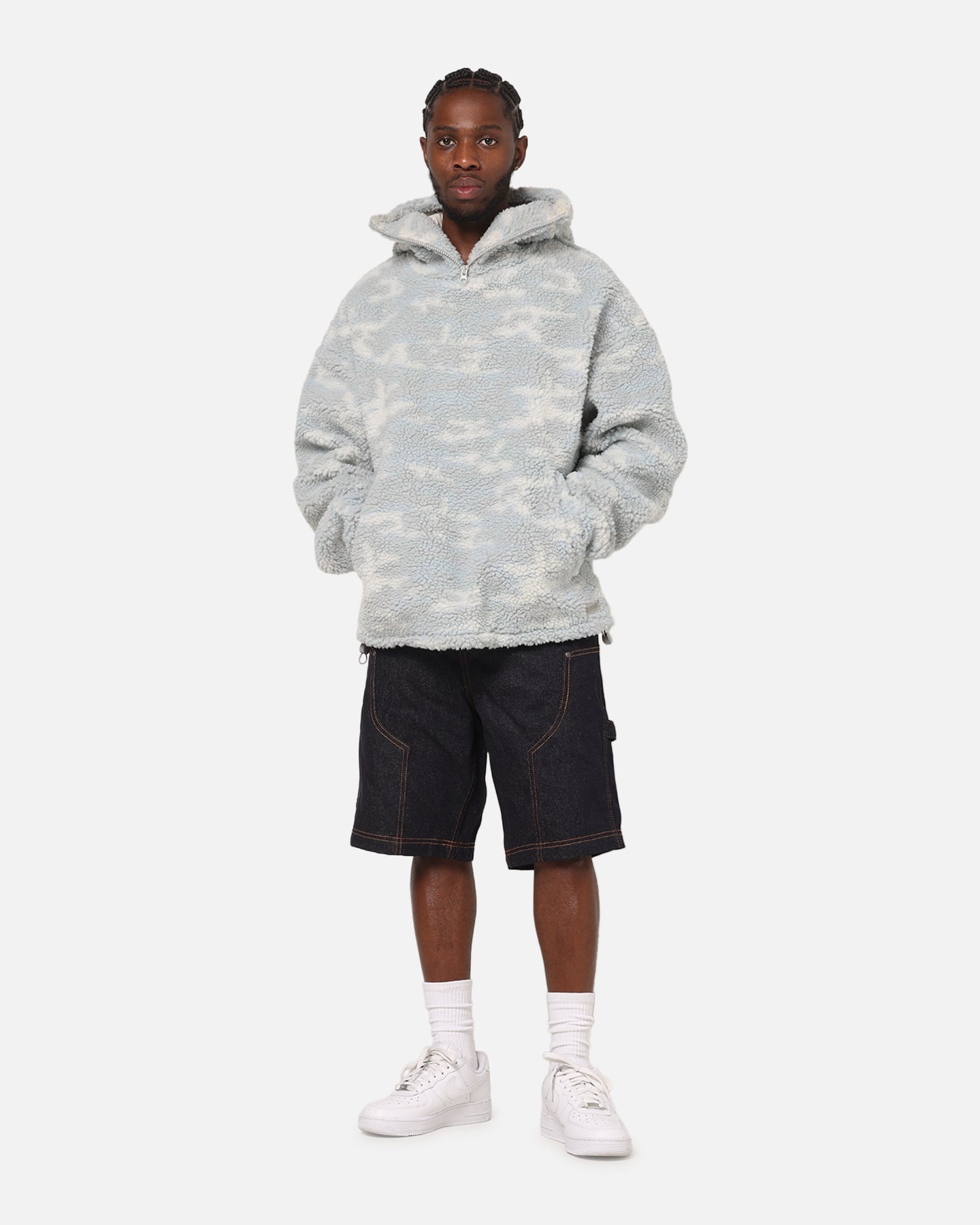 Carre Sherpa Hooded Jumper Snow Camo