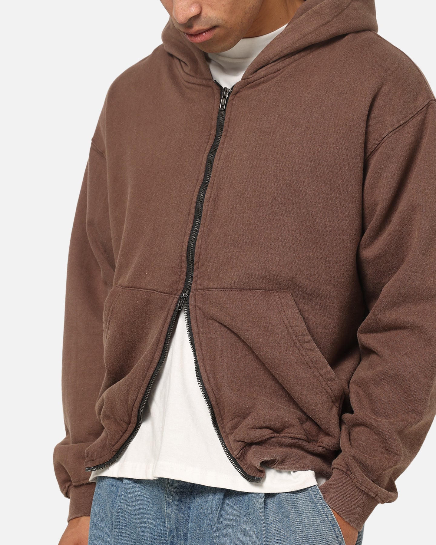 American Thrift Zip Hoodie Washed Brown