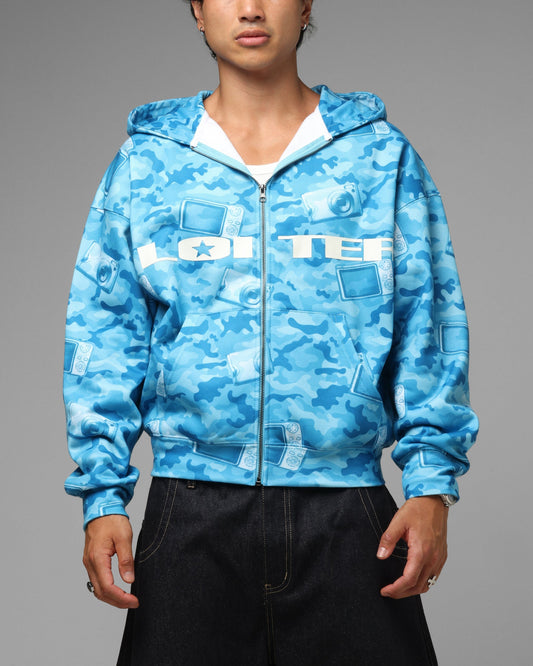 Loiter Digi Camo Zip Hoodie Blue Camo